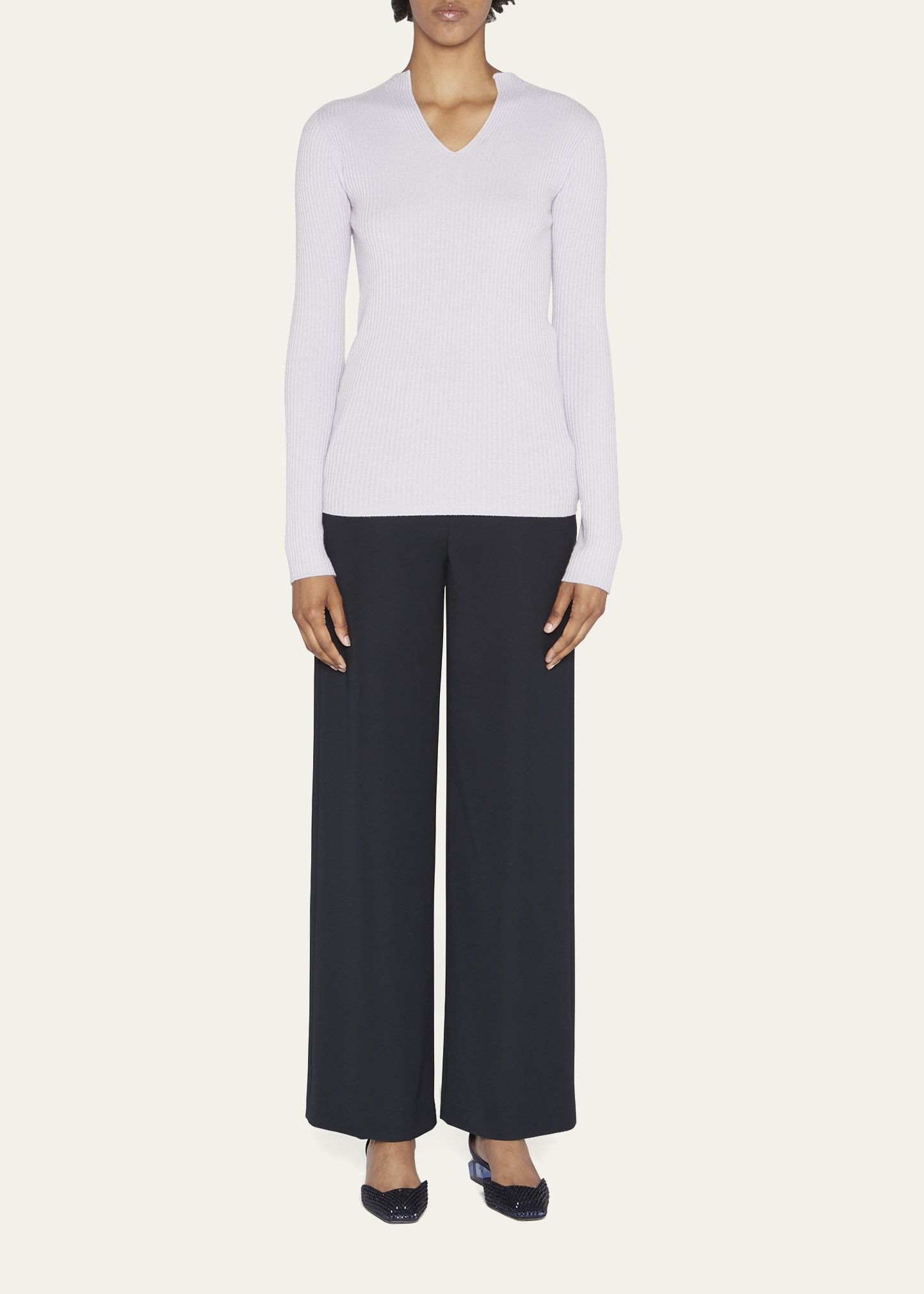 Cashmere Ribbed Knit Sweater - 2