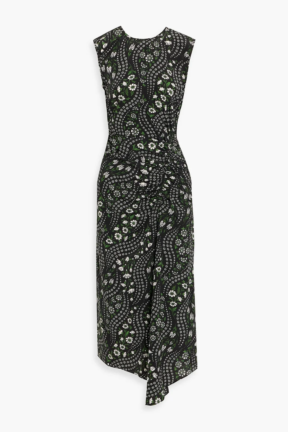 Vivianna draped floral-print silk-blend crepe de chine midi dress - 1