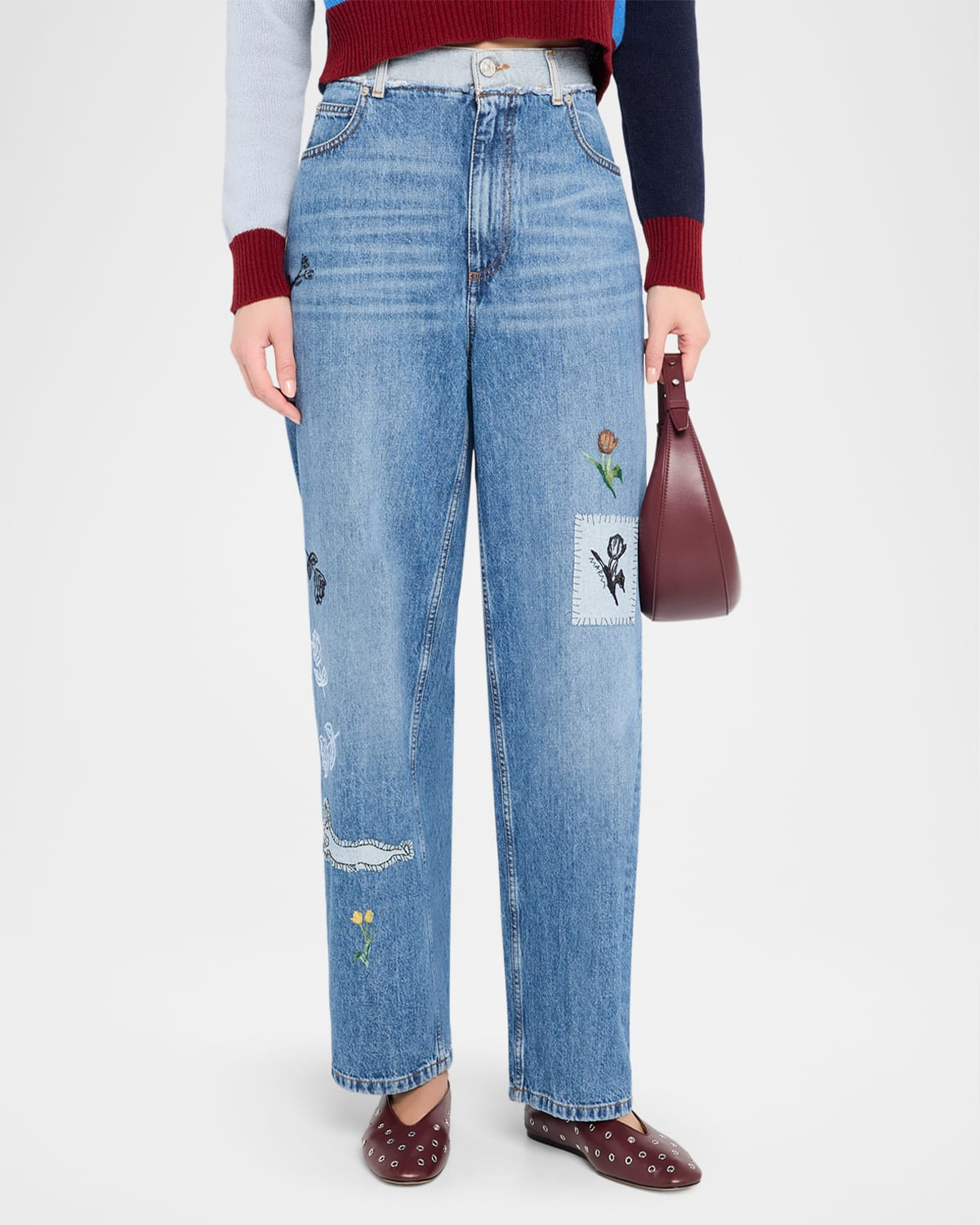 Embroidered Straight-Leg Denim Trousers - 4