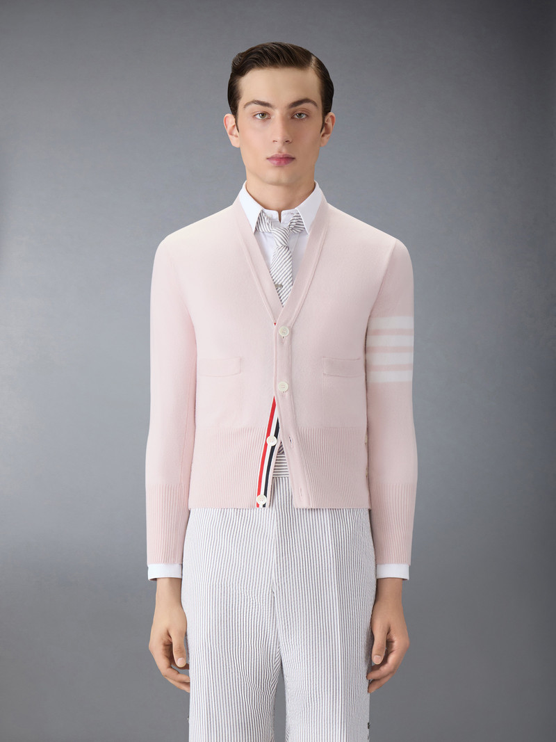 Thom Browne CLASSIC CASHMERE 4-BAR V-NECK CARDIGAN outlook