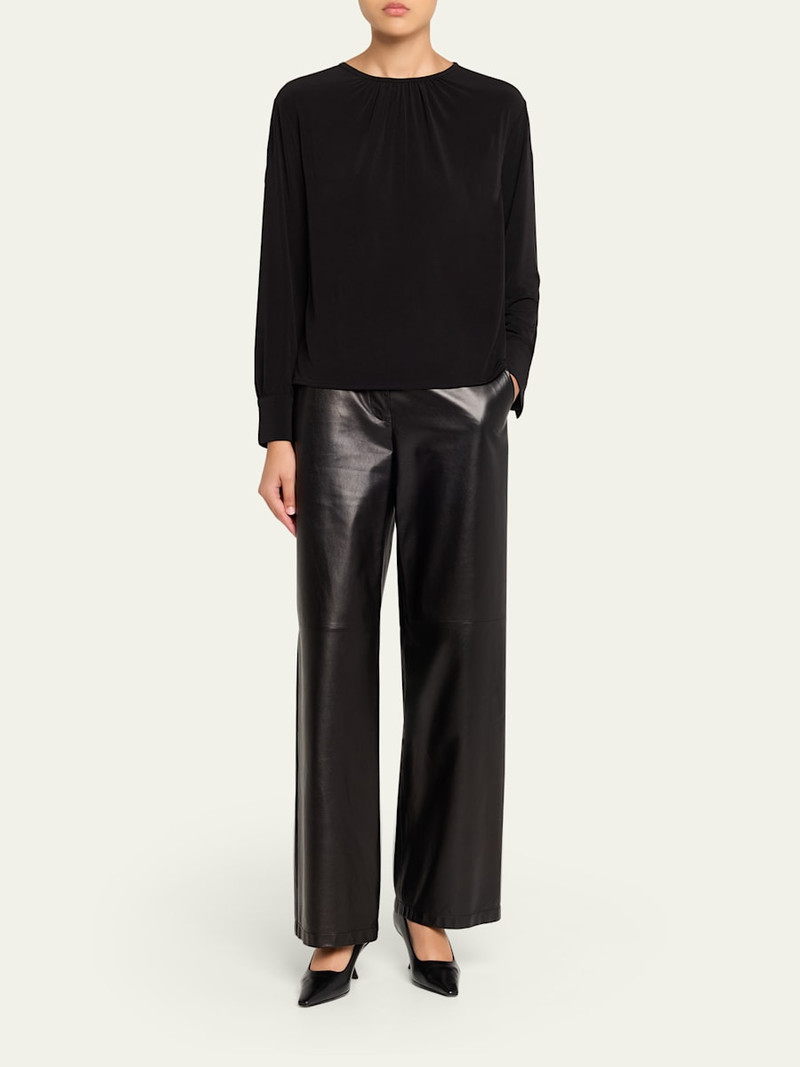 Vince Gathered Long-Sleeve Crepe Blouse outlook