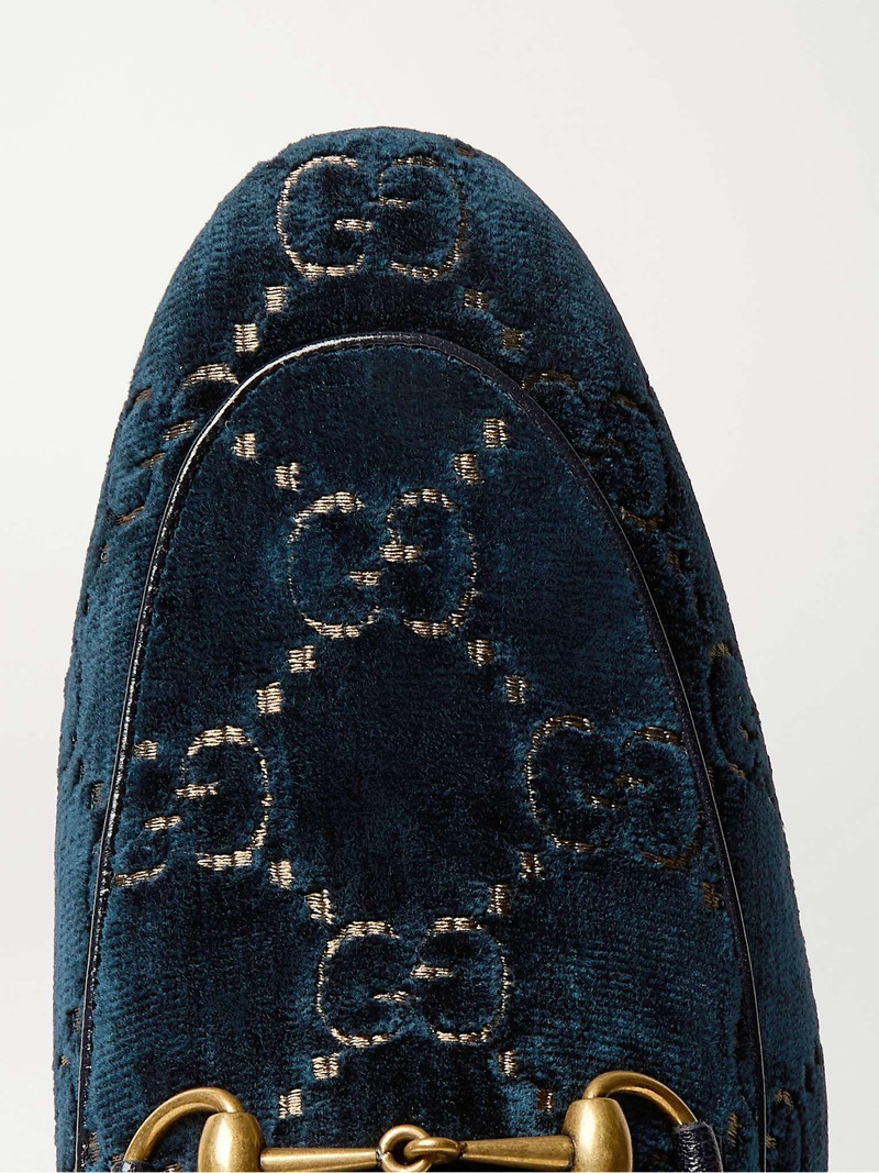 Jordaan Horsebit Leather-Trimmed Logo-Embroidered Velvet Loafers 6