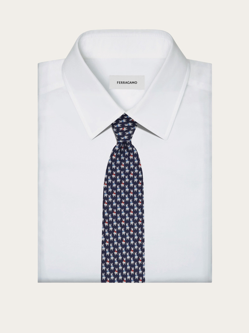 Terrier print silk tie 4