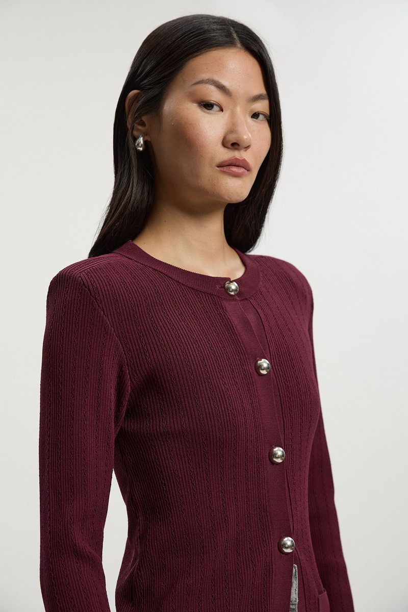 KAREN MILLEN Dome Button Longline Knitted Cardi outlook