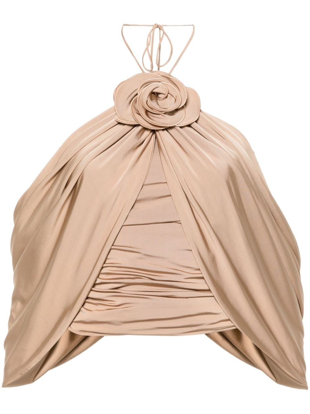 draped floral-appliquÃ© halterneck top - 2