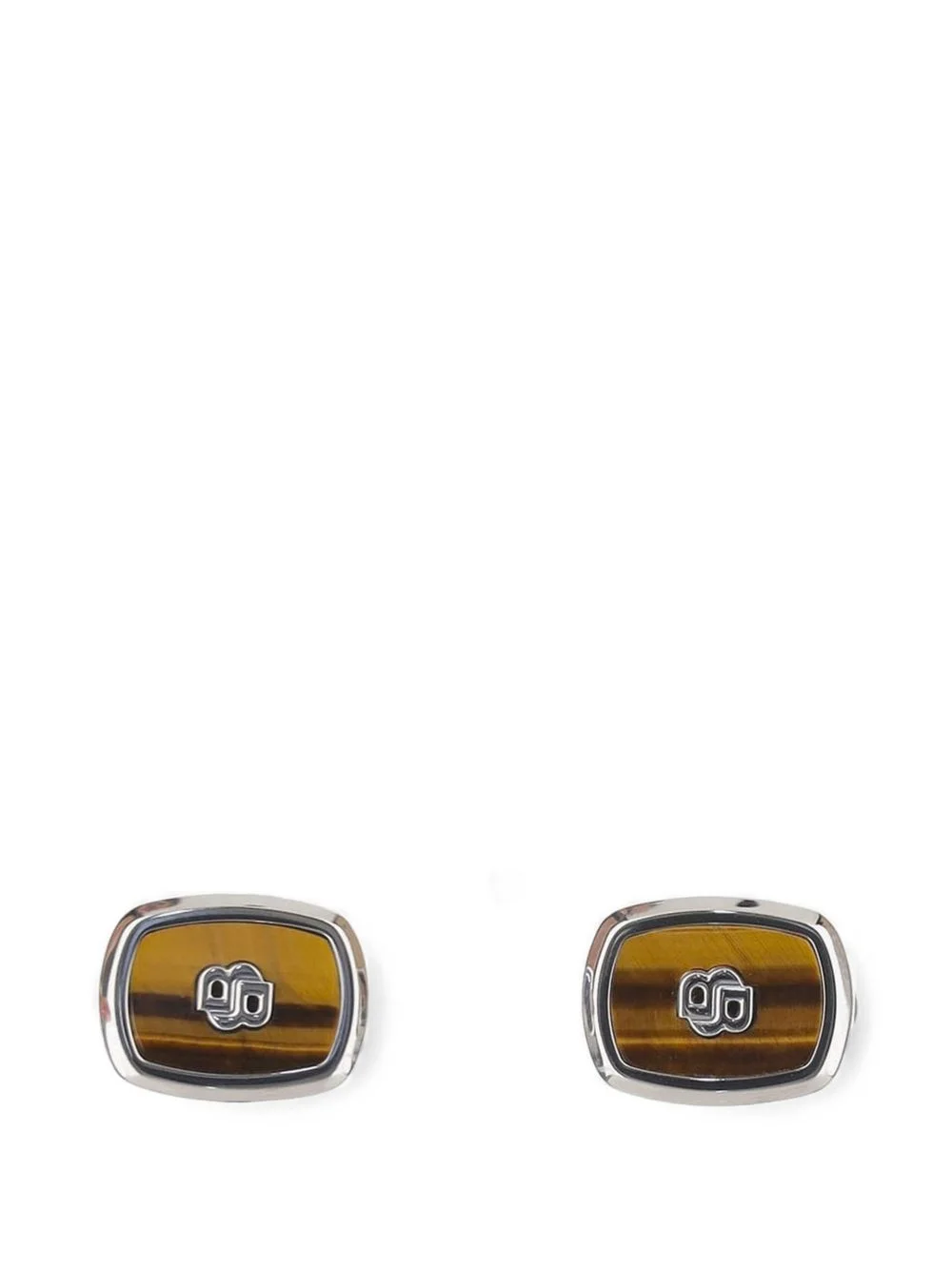 monogram-plaque stone-inlay cufflinks - 1