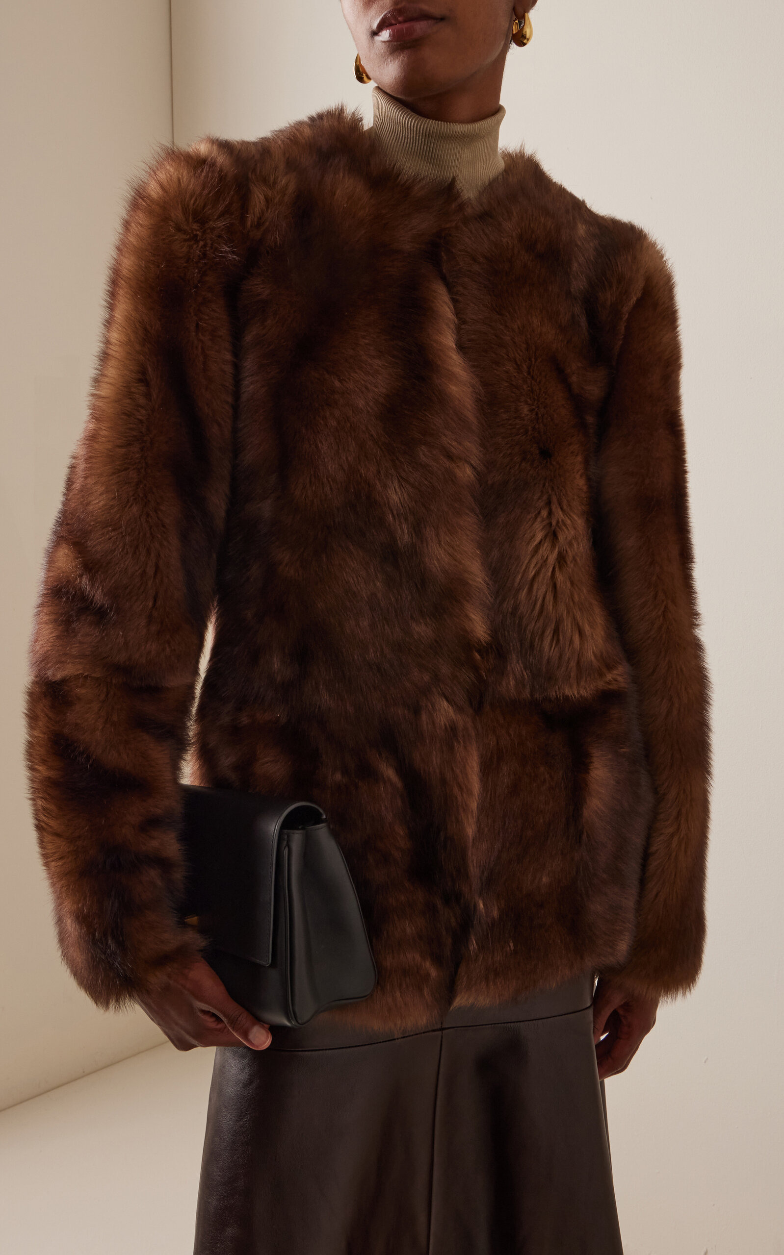 Hypnotic Tip Shearling Leather Jacket brown - 3