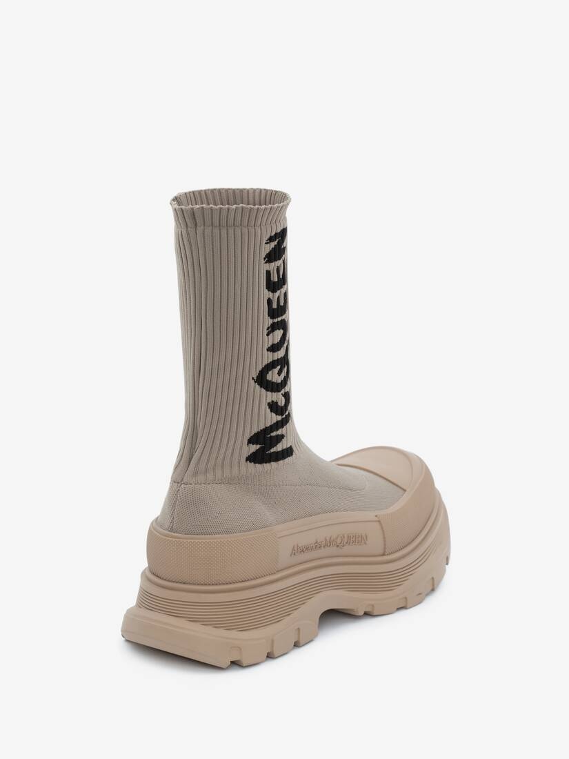 Mcqueen Graffiti Knit Tread Slick Boot in Beige - 3