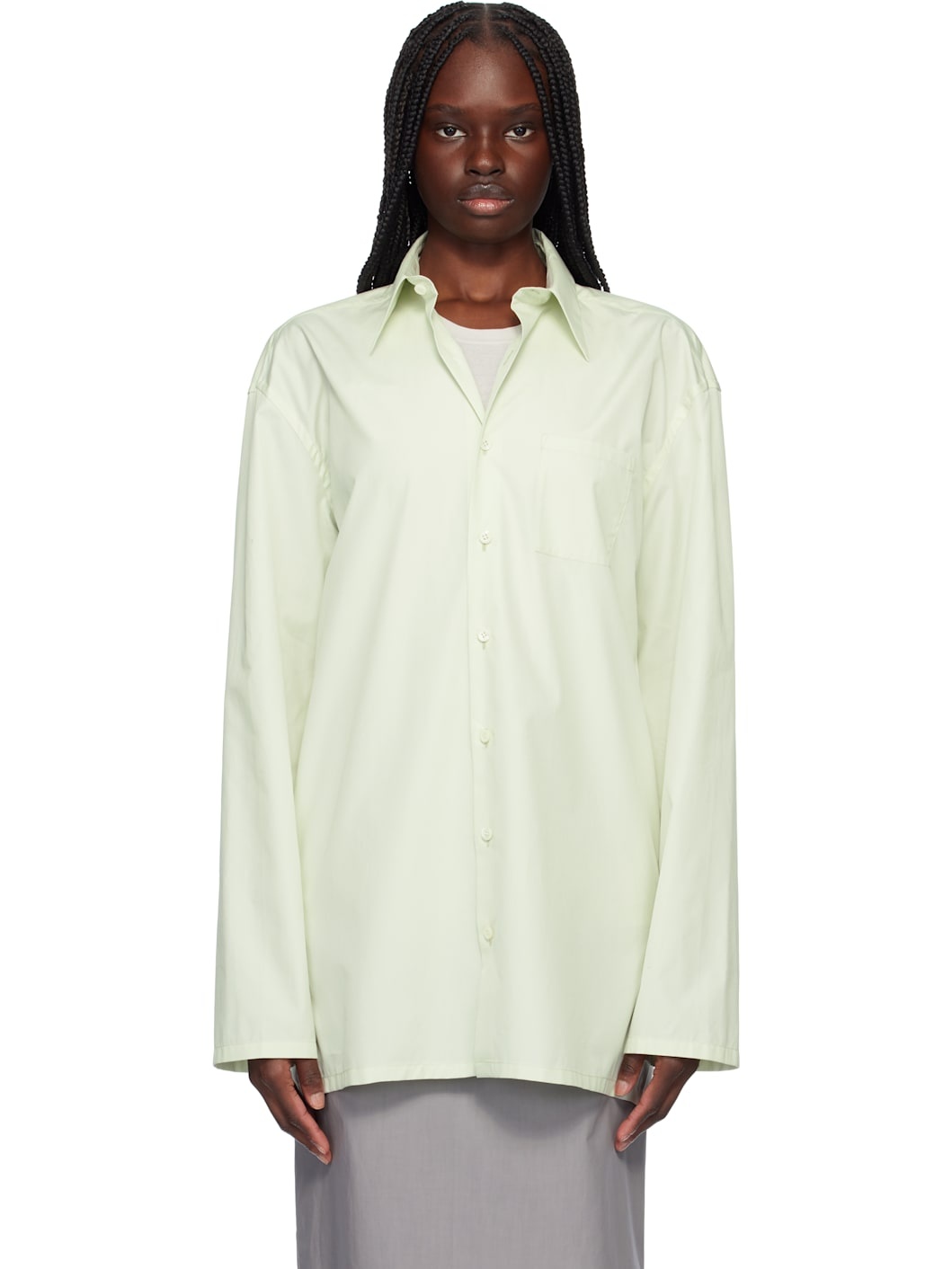 Green Popeline Cotton Shirt - 1