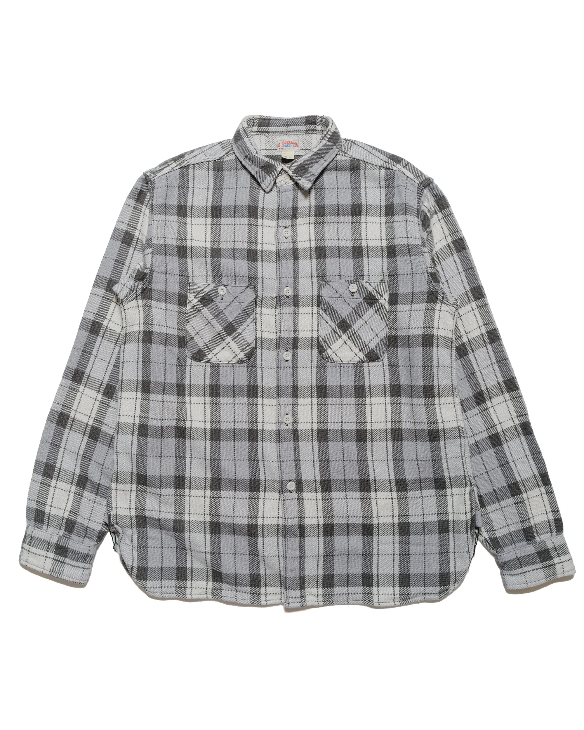 MS24007 8HU Block Check Summer Flannel Shirt Snow Gray - 1