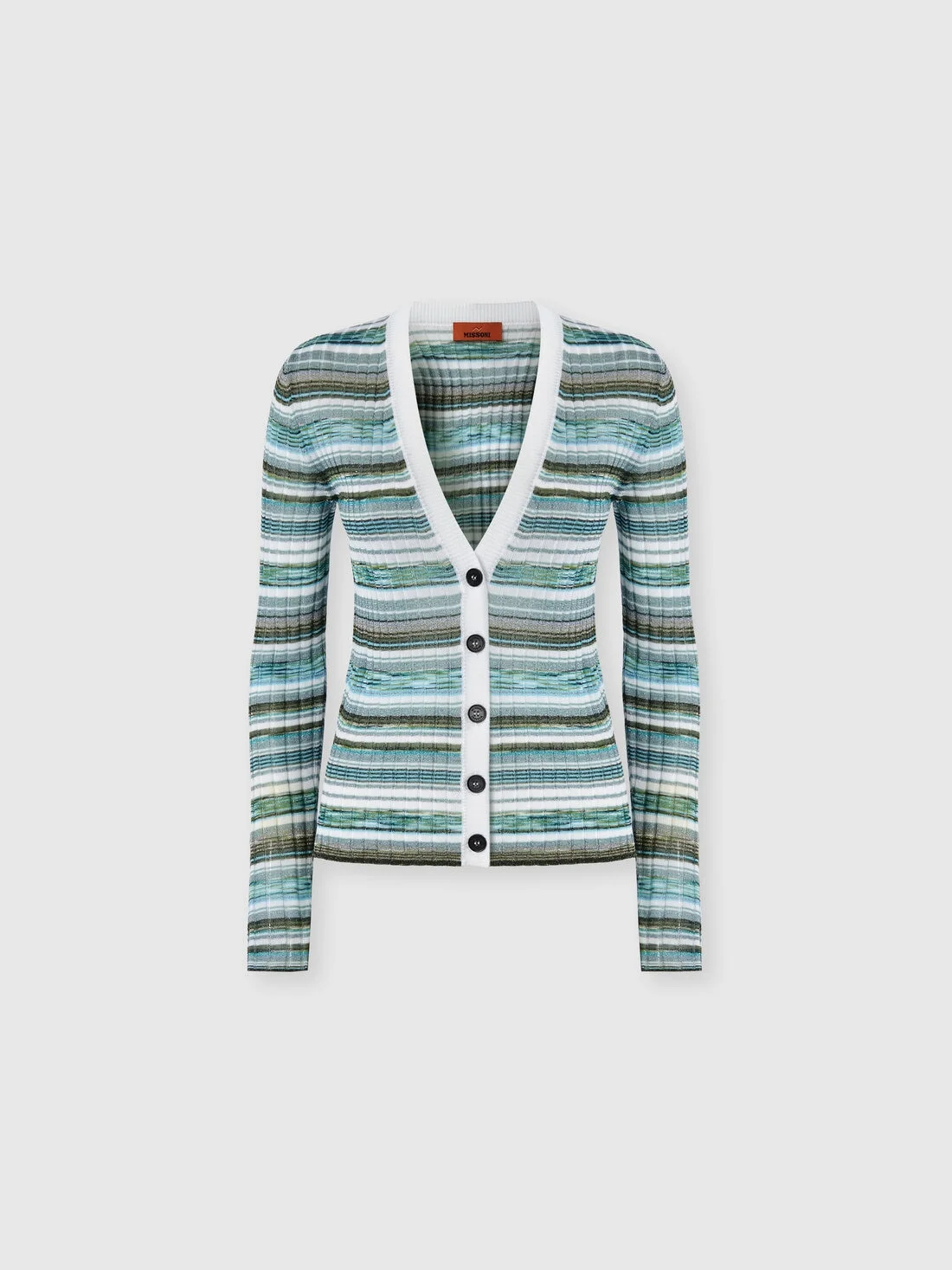 Ribbed striped viscose-blend cardigan - 1