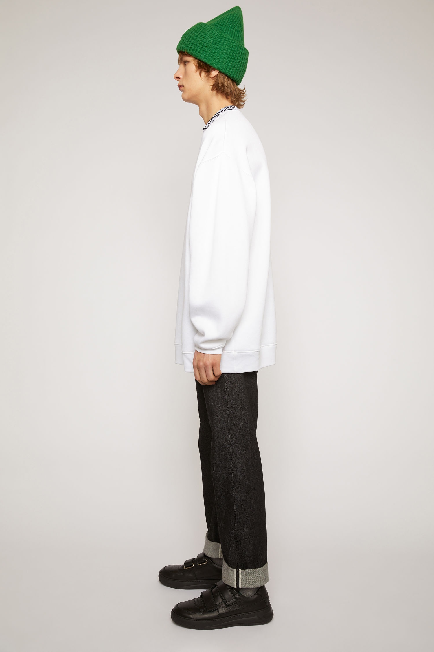 Face motif mock neck sweatshirt optic white - 3