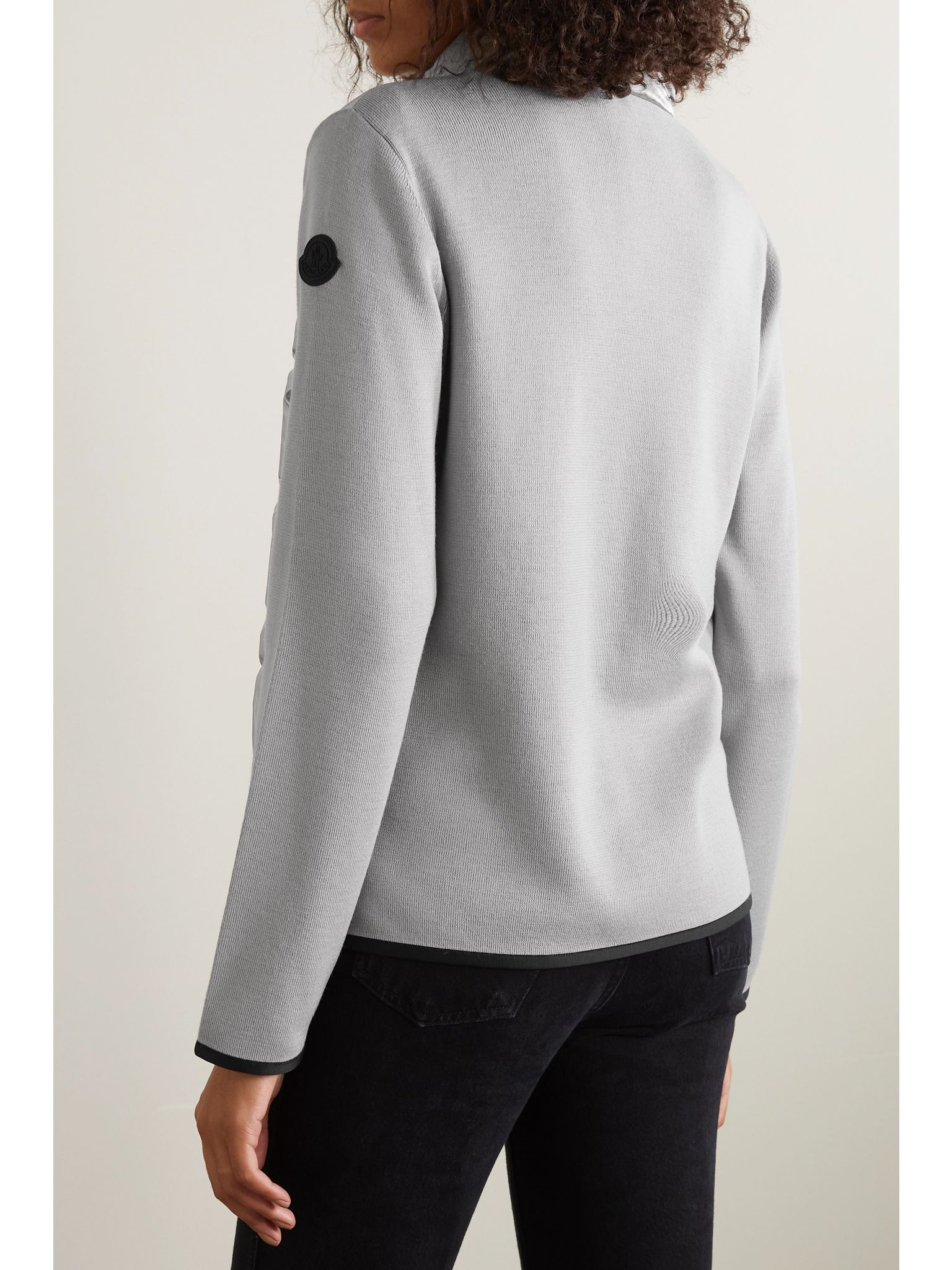 Paneled wool-blend and quilted shell down jacket Silver - 4