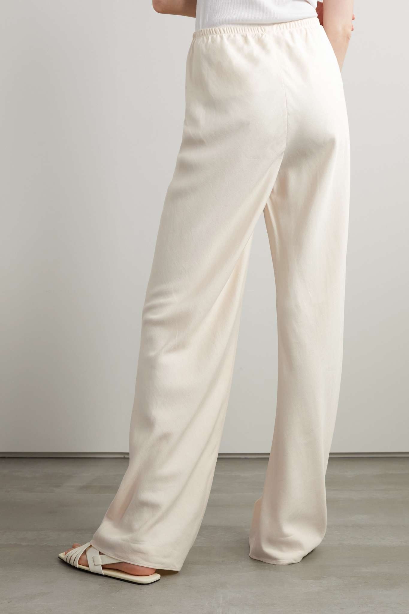 Gala silk and linen-blend wide-leg pants - 4