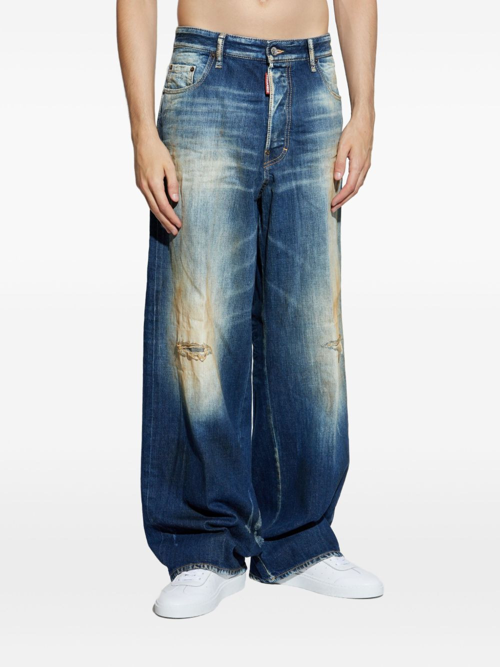 distressed embroidered jeans - 3