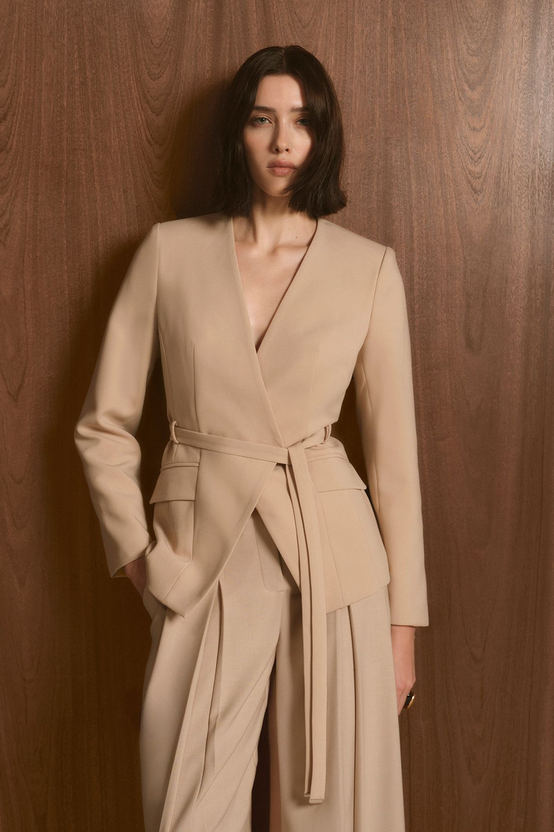 Compact Essential Belted Asymmetric Blazer 1