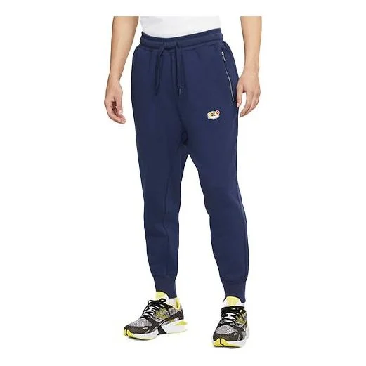 Nike Sportswear Airmoji Embroidered Bundle Feet Knit Sports Pants Navy Blue Dark CU4262-410 - 1