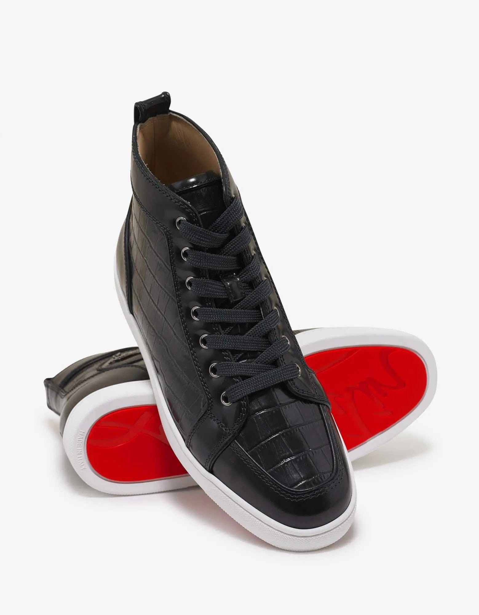 Christian Louboutin Rantus Flat Croc Embossed High Top Trainers - 6