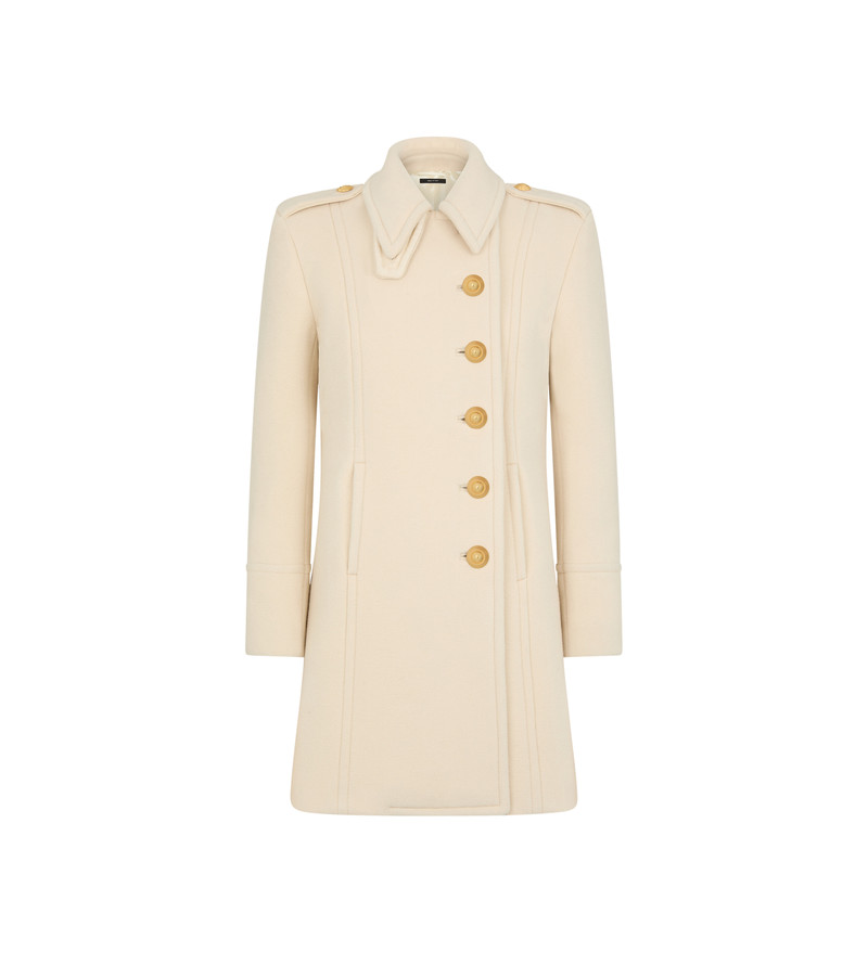 WOOL CASHMERE DUFFLE ASYMMETRIC PEACOAT - 1