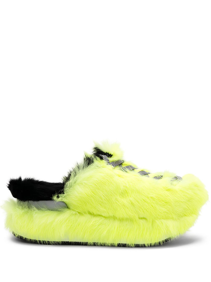 fur-trimmed lace-up slip-on sneakers 1