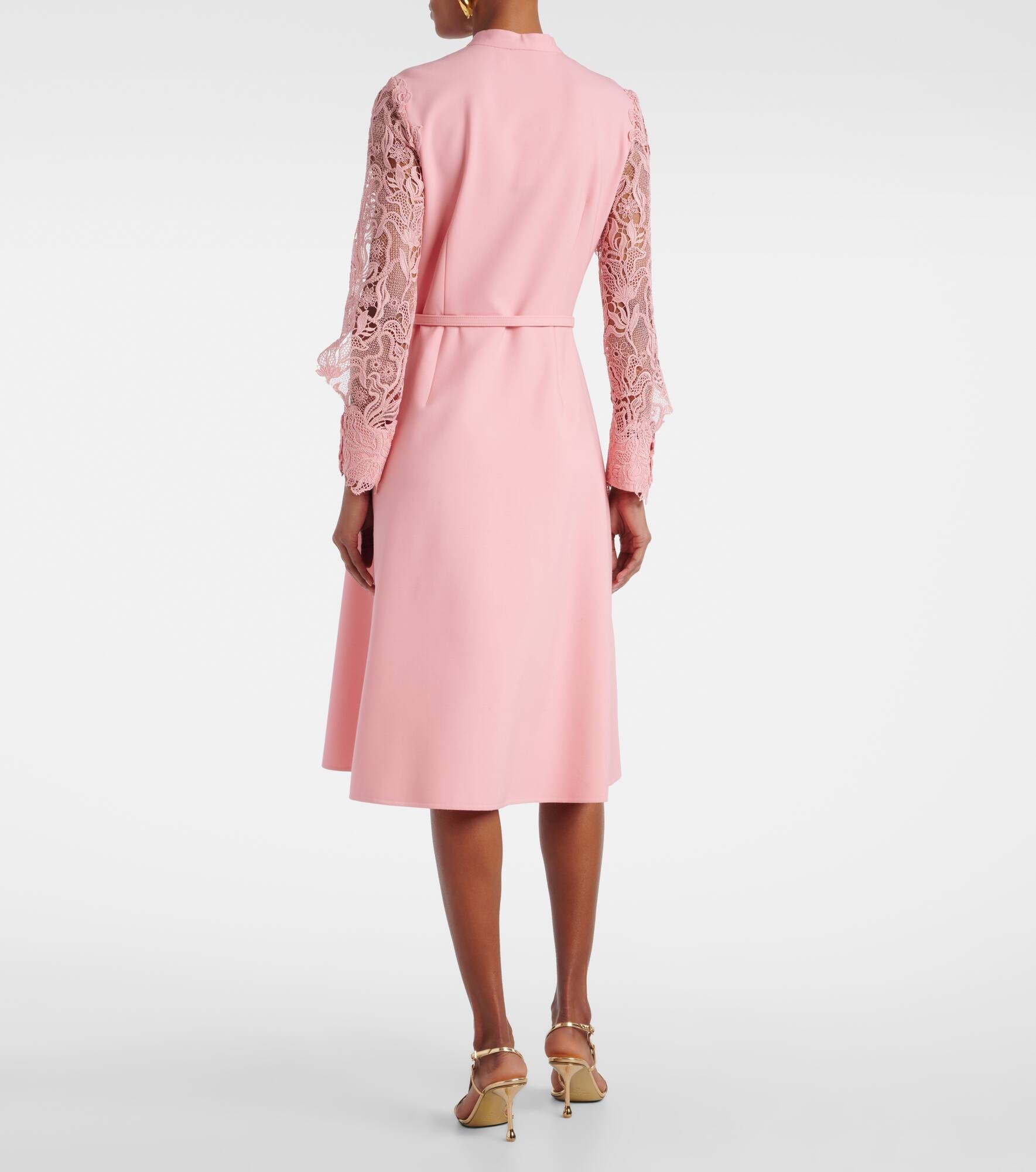 Guipure lace-trimmed wool-blend midi dress - 3