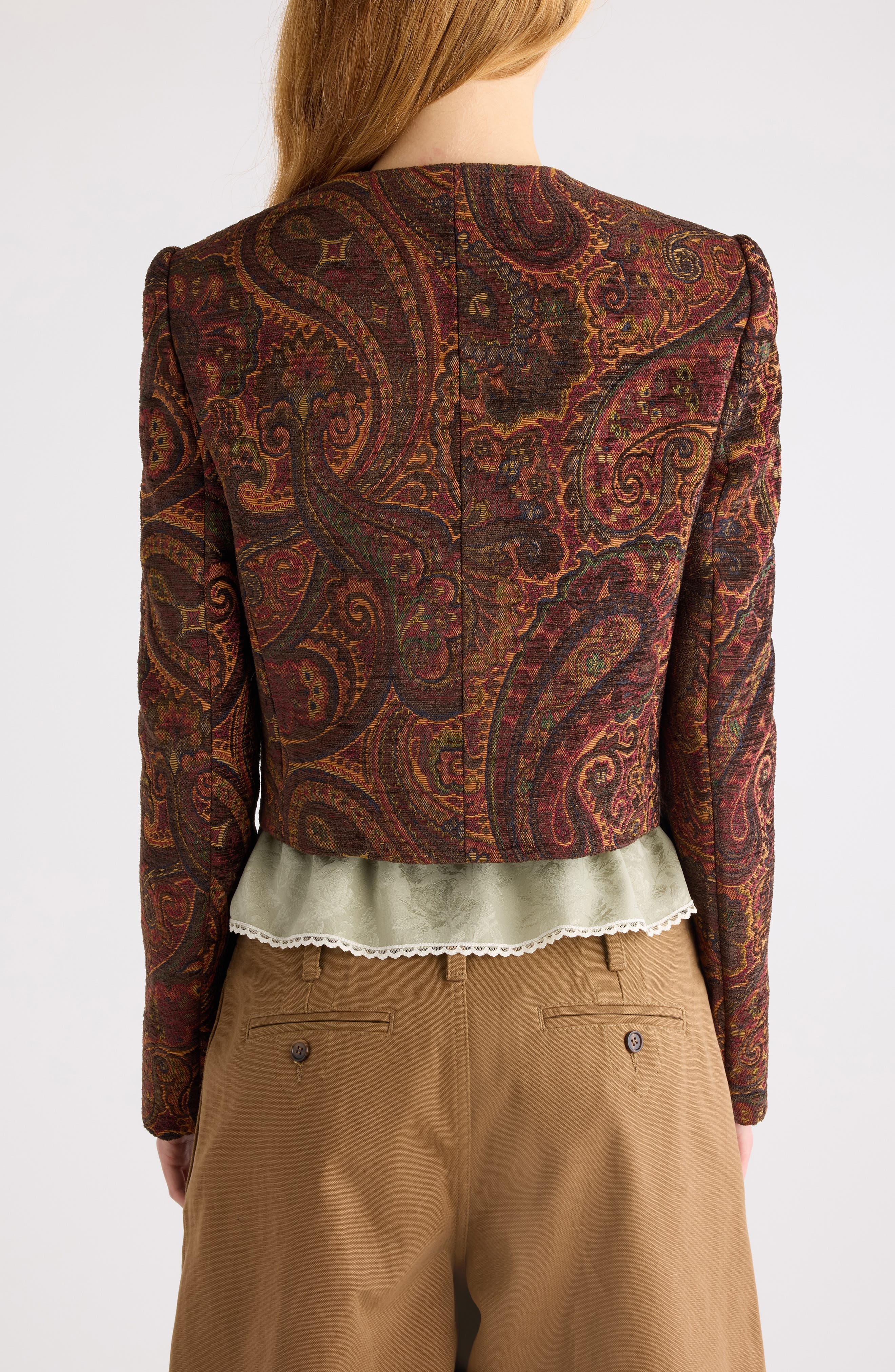 Chloé Paisley Tapestry Jacquard Jacket in Red Multi at Nordstrom - 3