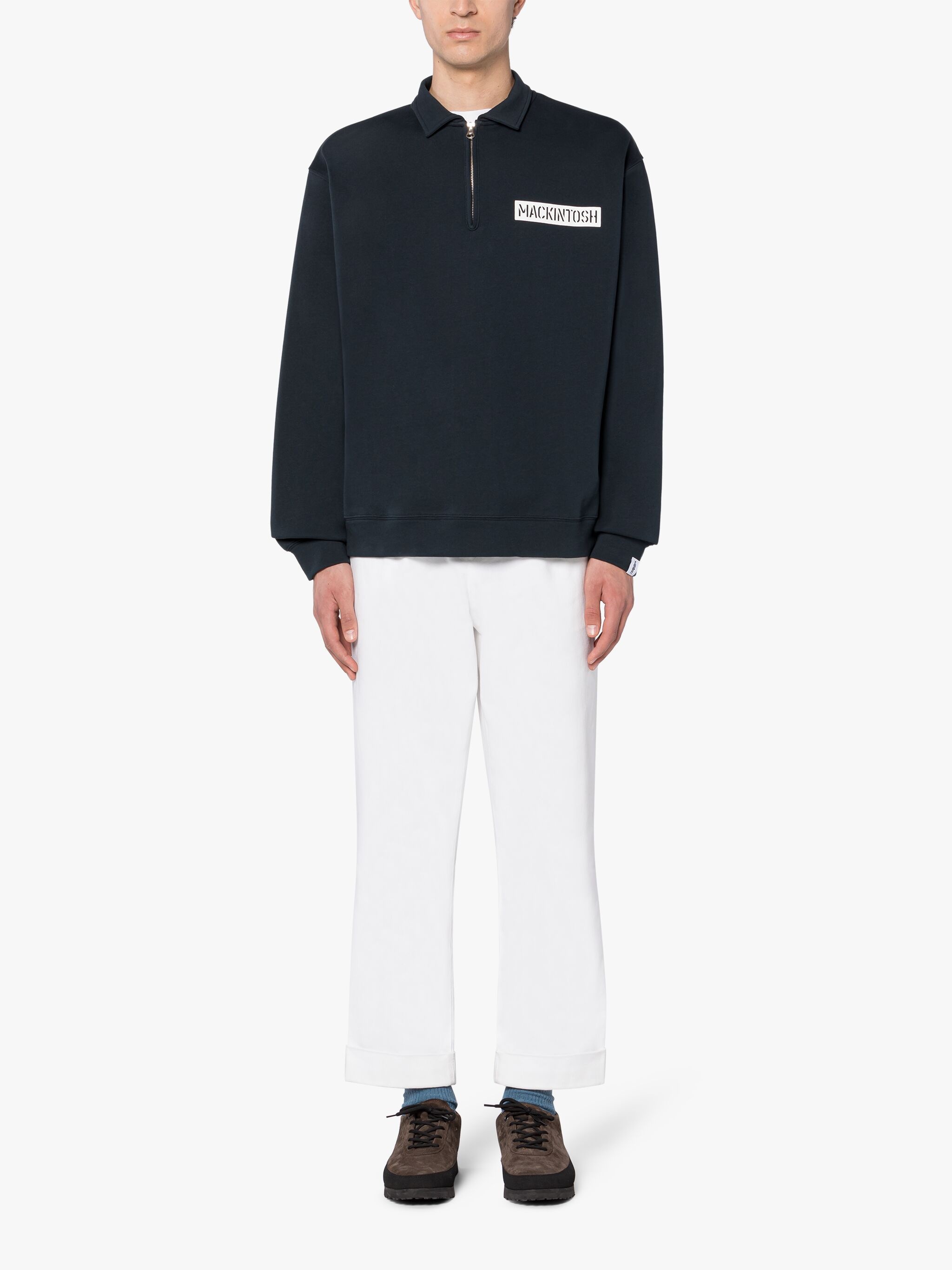 NAVY COTTON BOX LOGO SWEATSHIRT - 2