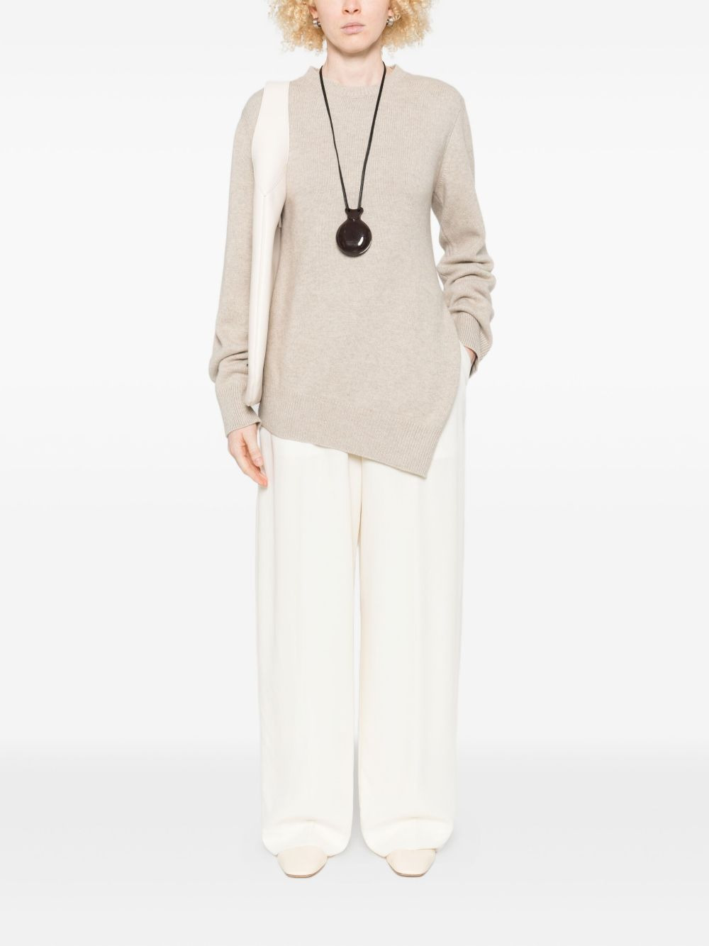 asymmetric-hem wool sweater - 2