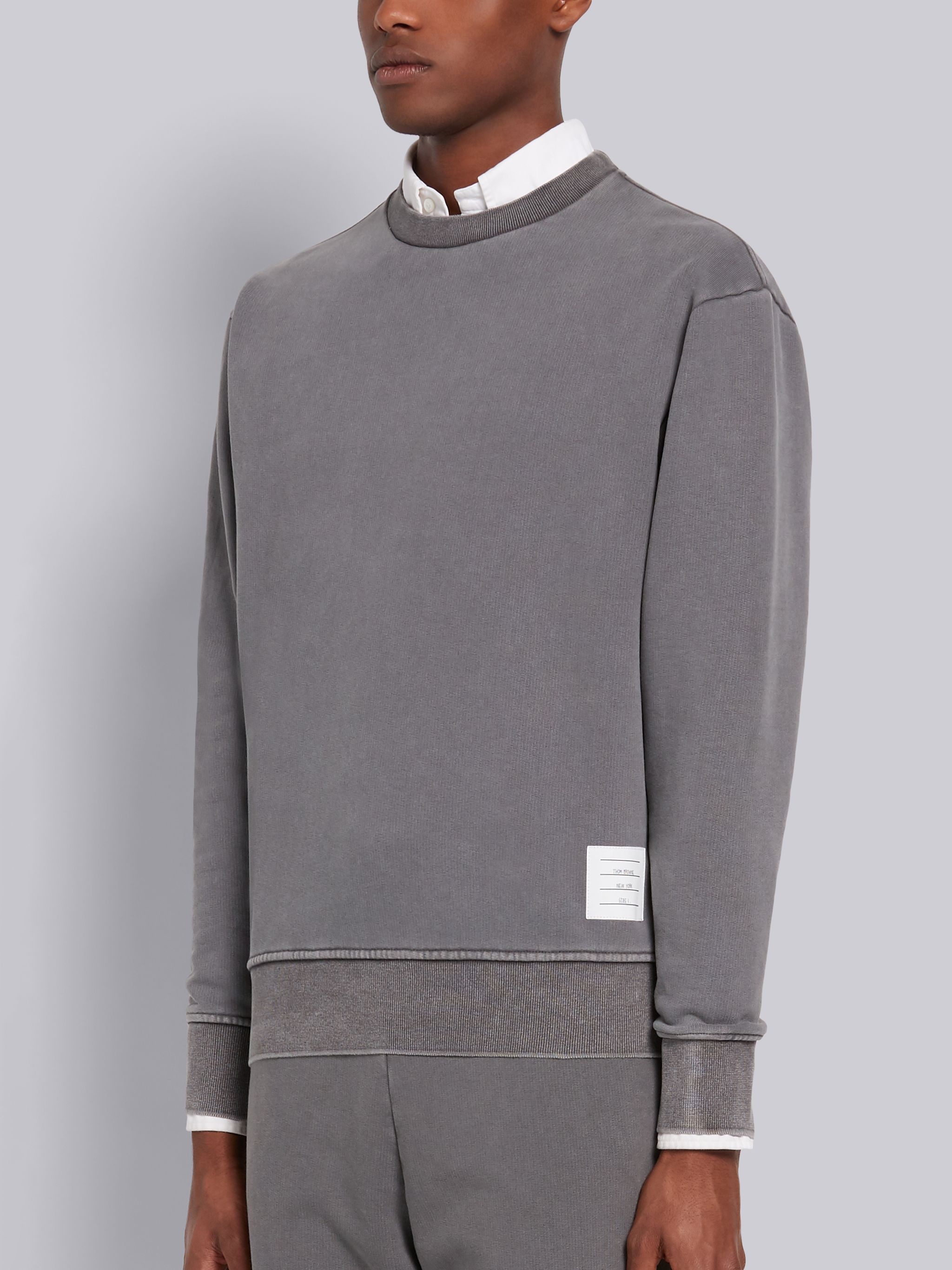 Medium Grey Classic Loopback Garment Dyed Crewneck Sweatshirt - 2