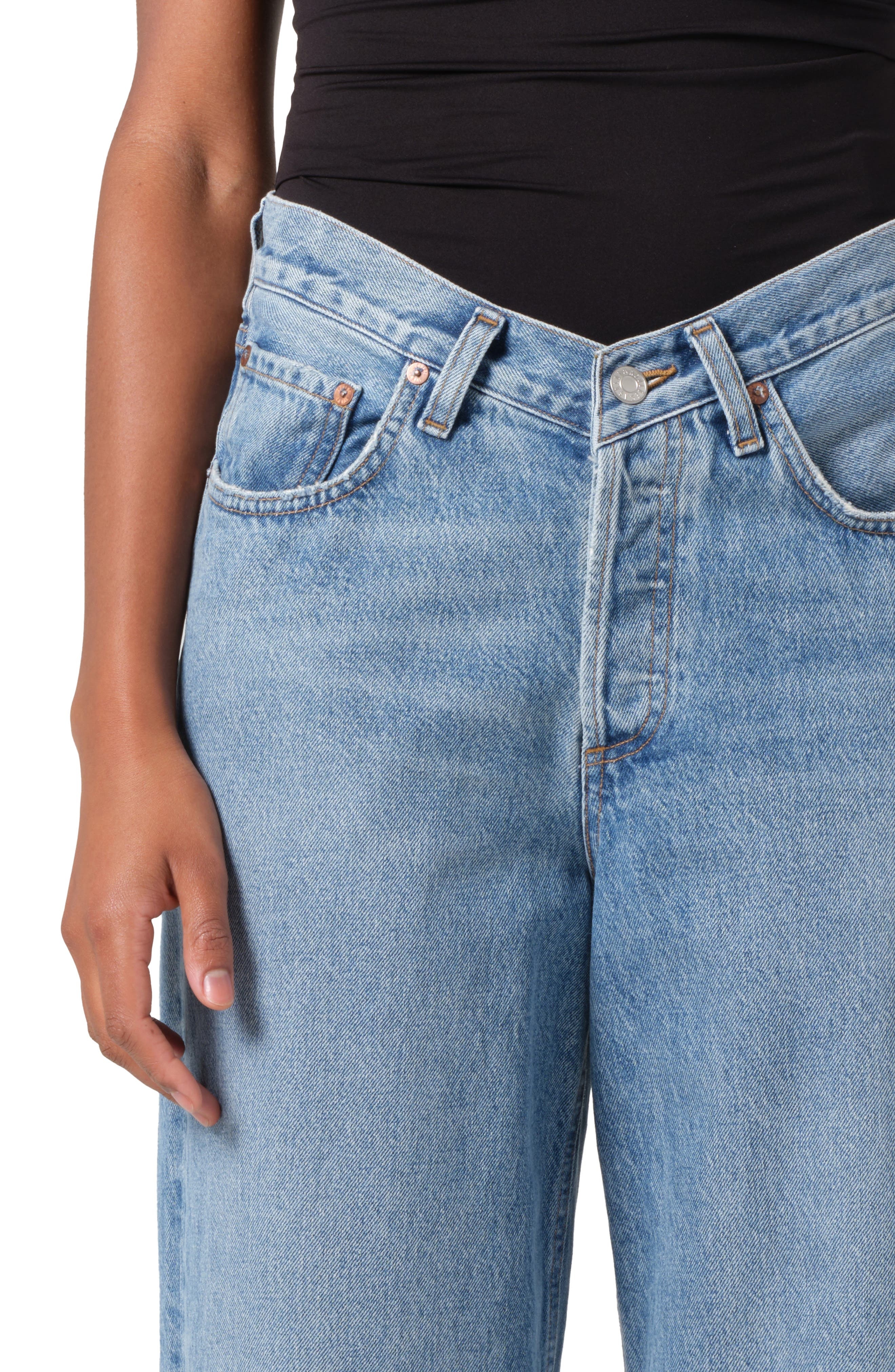 AGOLDE V-Waist Baggy Straight Leg Jeans in Fairway at Nordstrom - 4