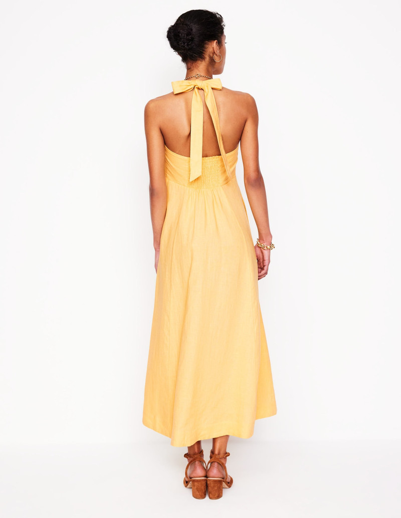 Halter Linen Dress-Buttermilk Yellow 4