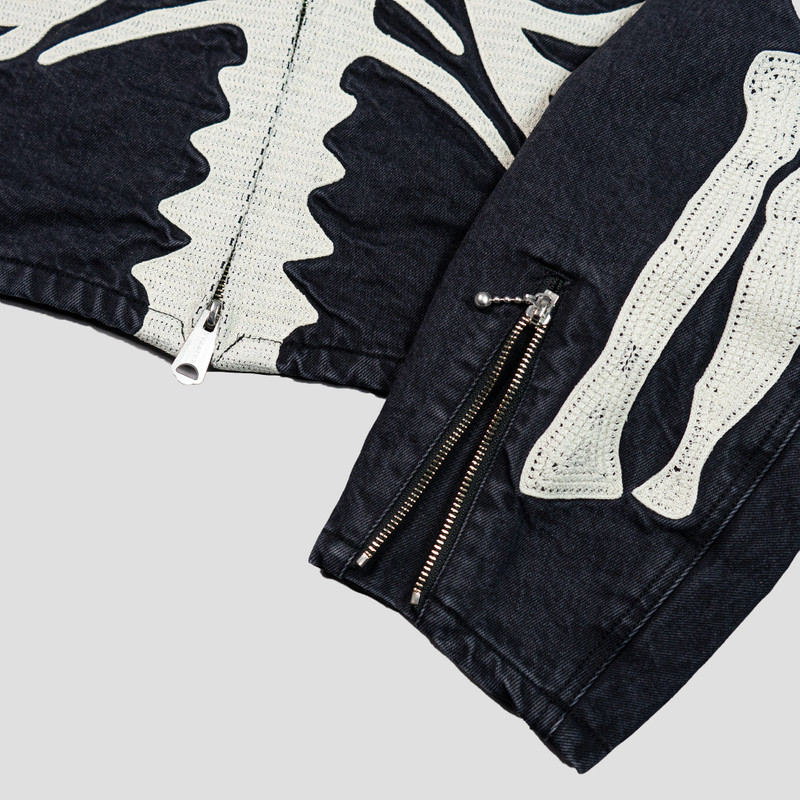 14oz BLACK DENIM MOTORCROSS JACKET (BONE) 5