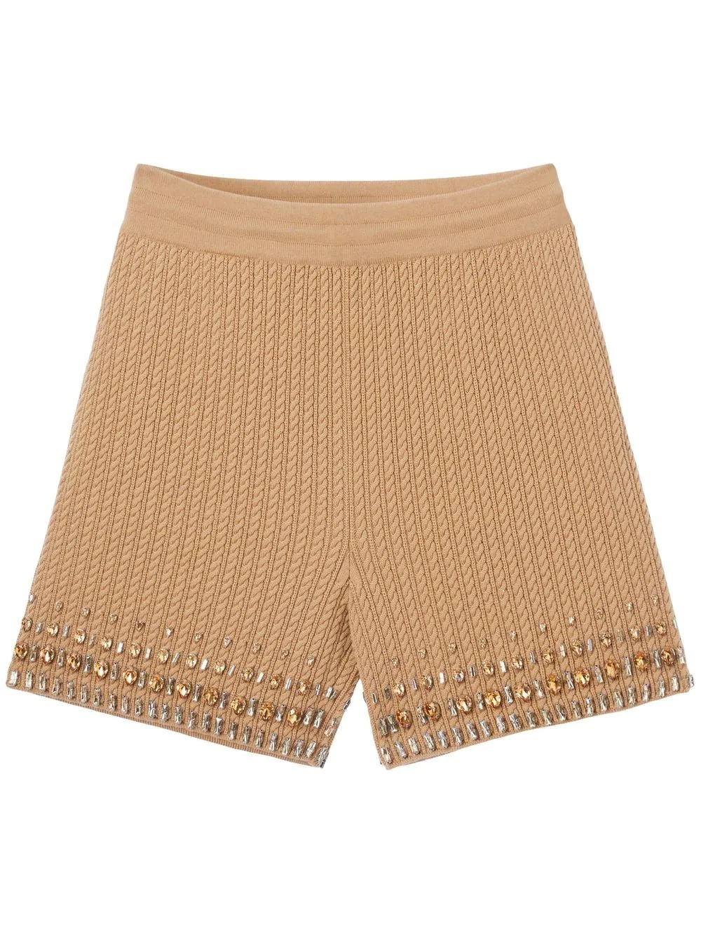 crystal-embellished cable-knit shorts - 1