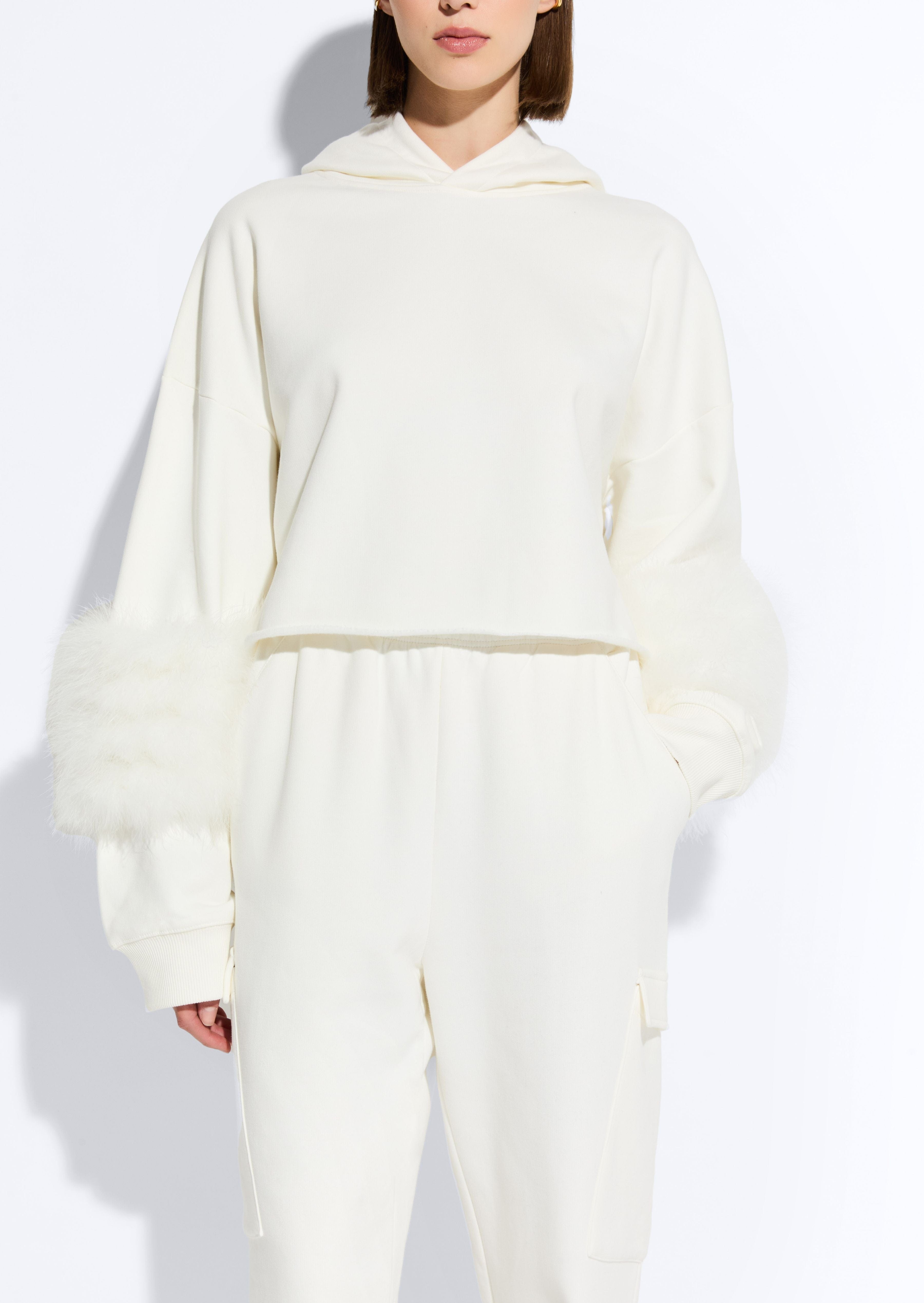 Cotton Sweatshirt With Marabou Feathers - 4