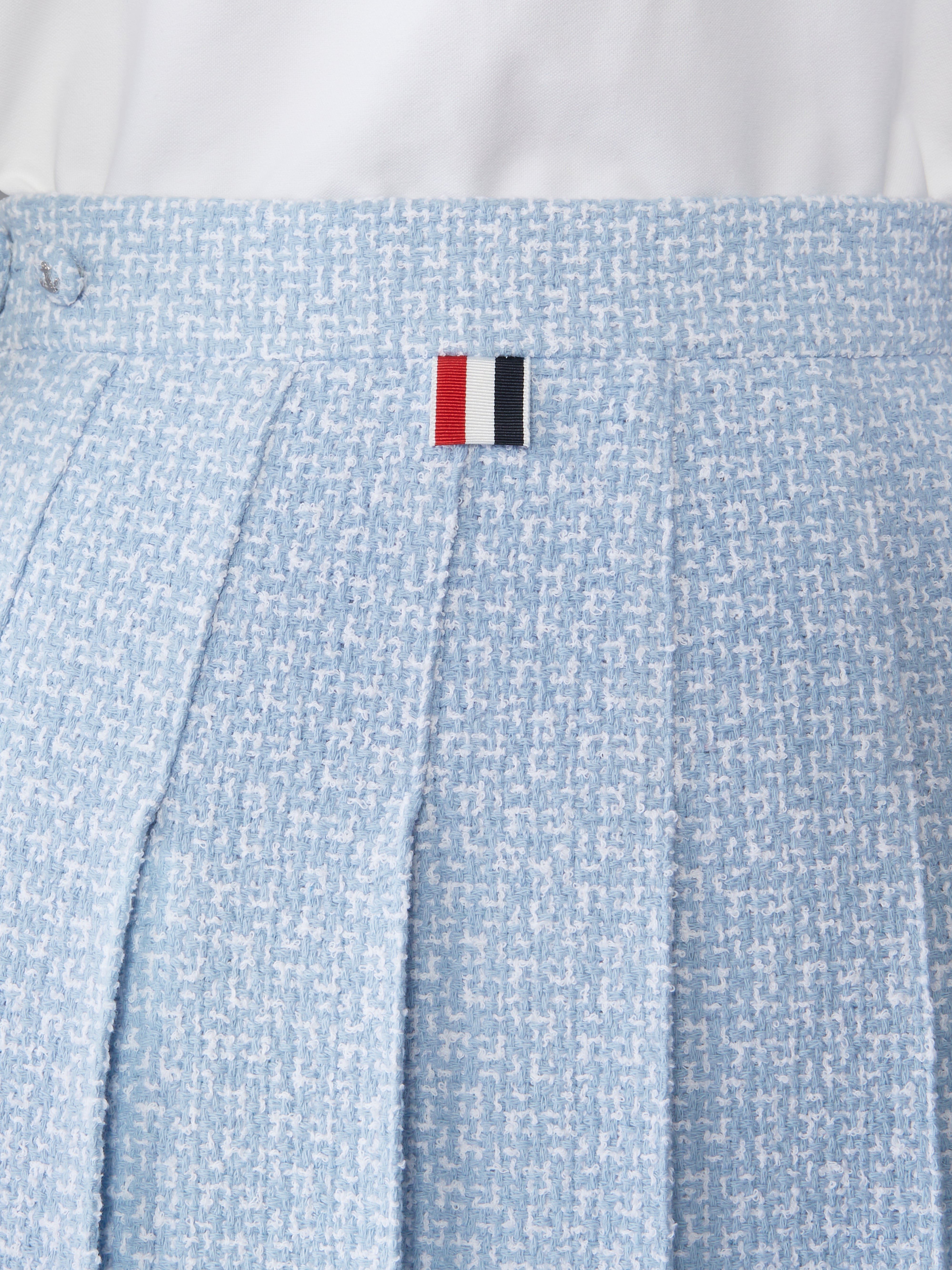 SOLID TWEED KNEE LENGTH PLEATED SKIRT - 7