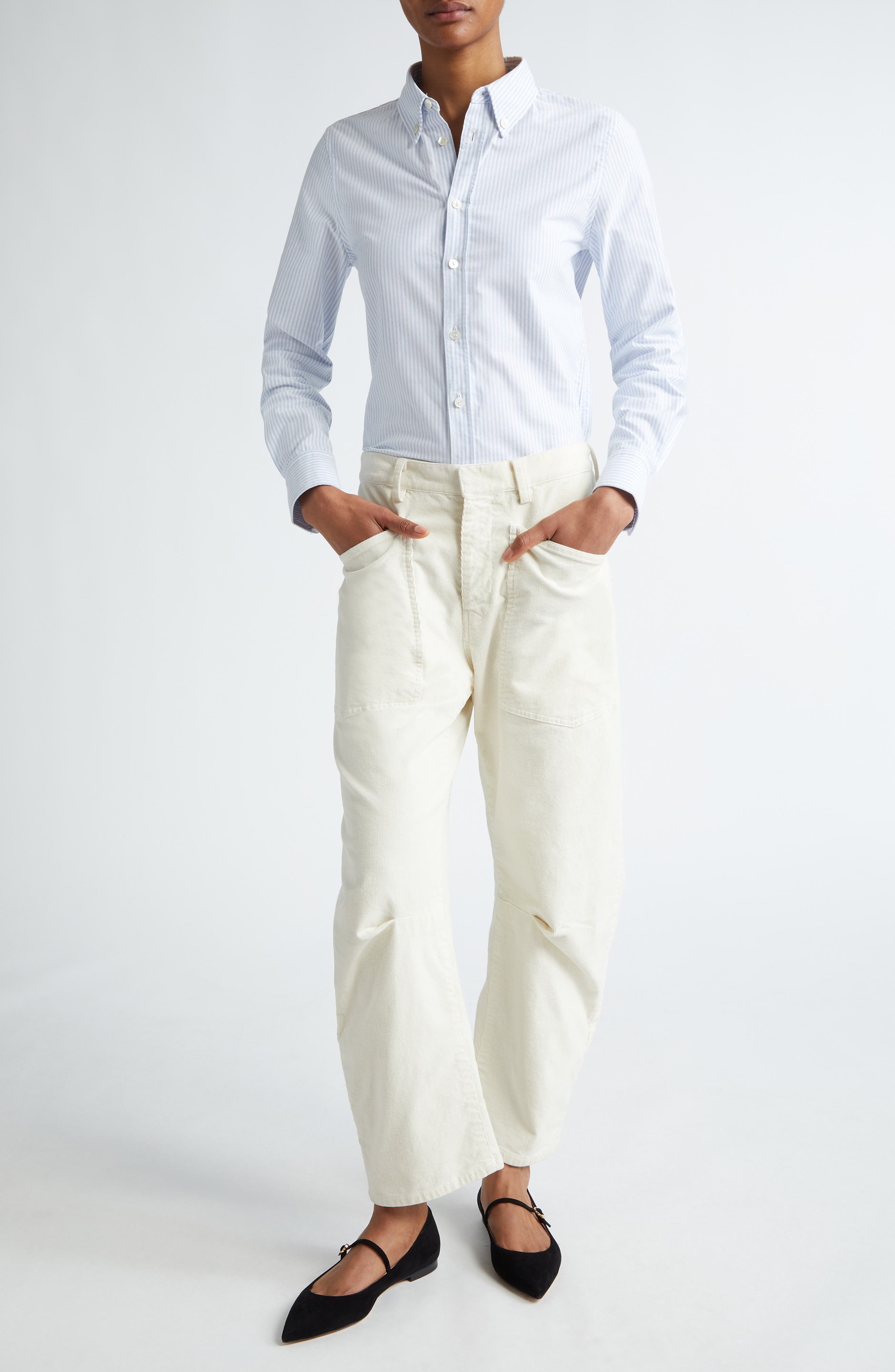 Nili Lotan Shon Corduroy Pants in Stone at Nordstrom - 2