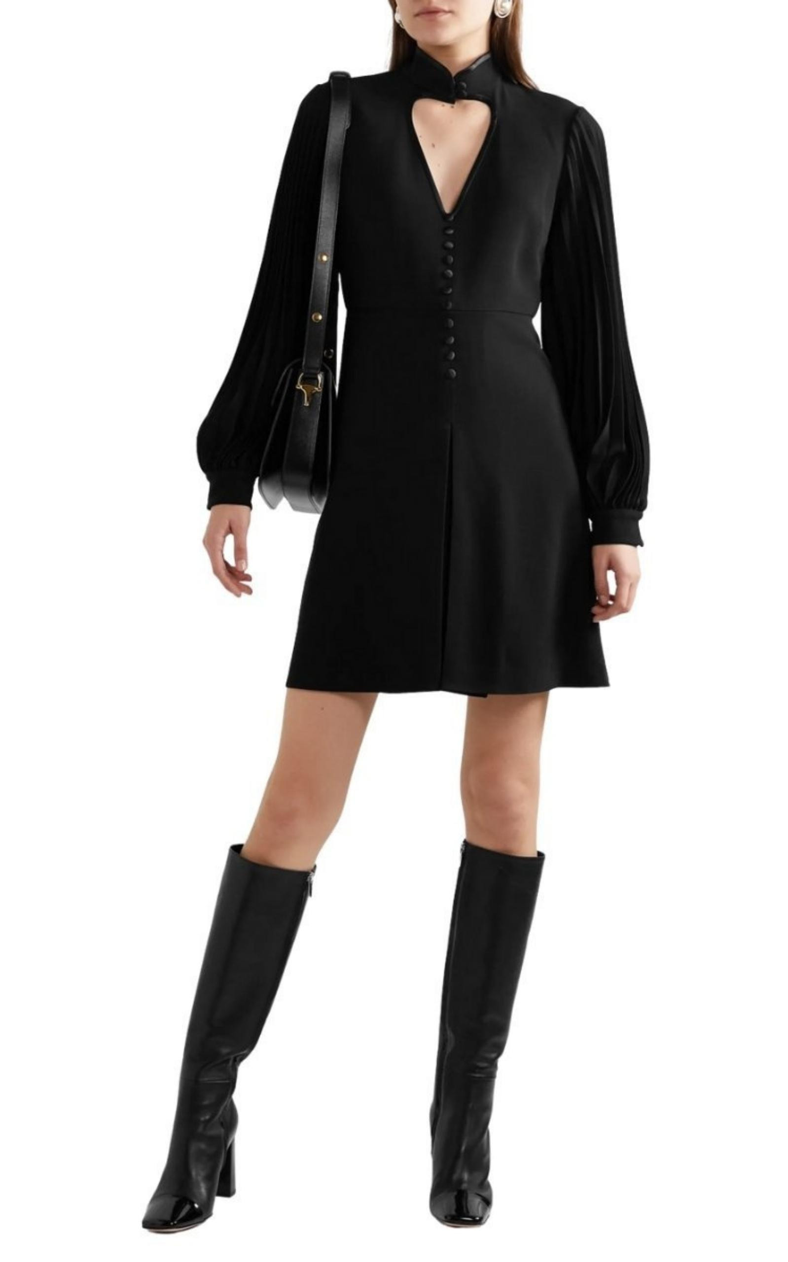 Heart Cutout Pleated Crepe Dress - 2