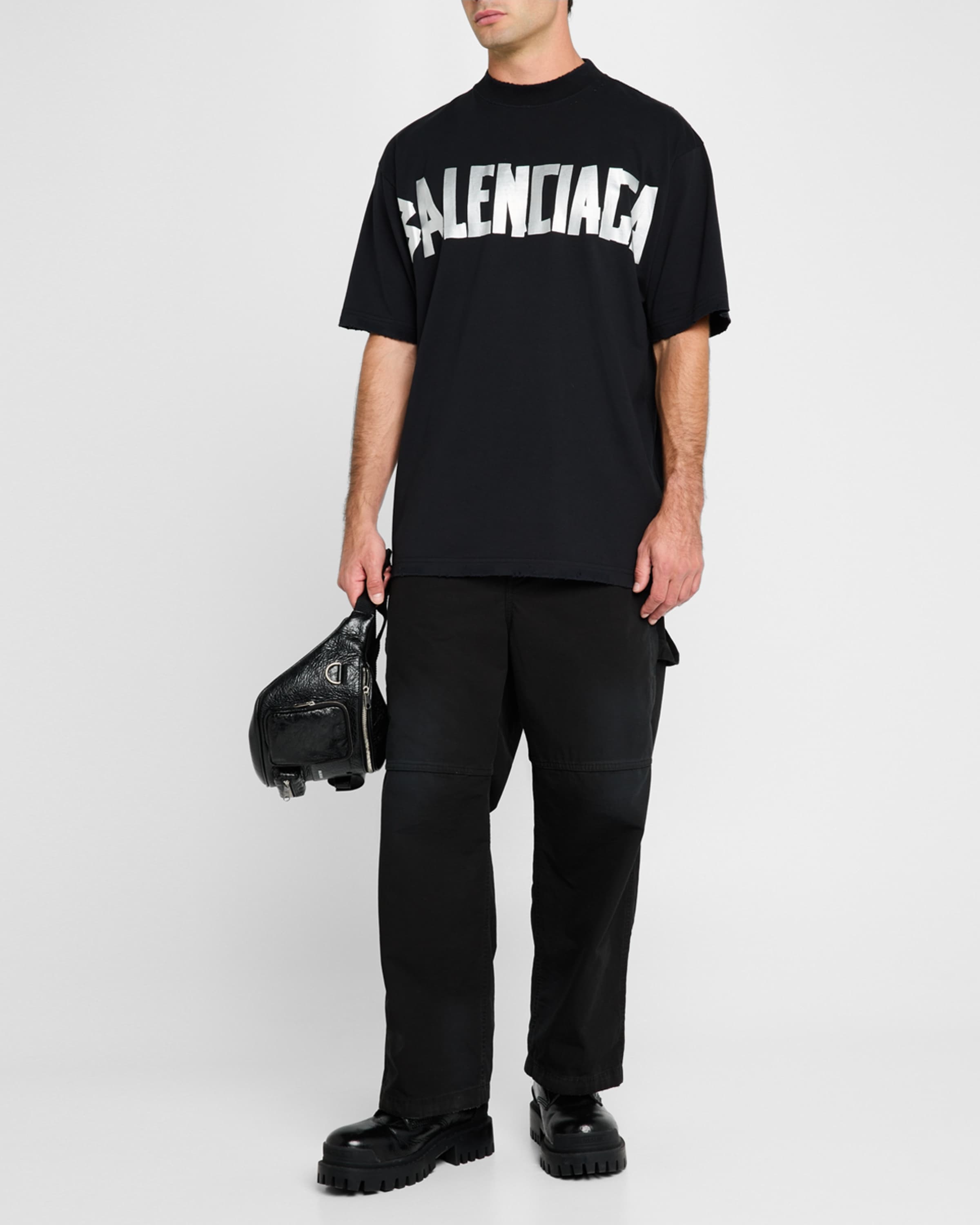 ★送料関税込★Balenciaga 'Back' T-shirt Balenciaga Back Logo Regular Fit Vintage T-shirt Bright Red