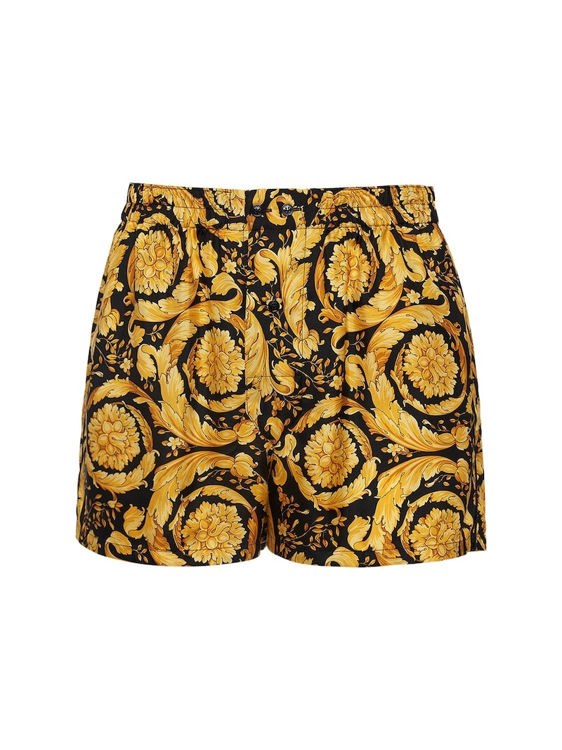 Barocco print silk loungewear shorts - 1