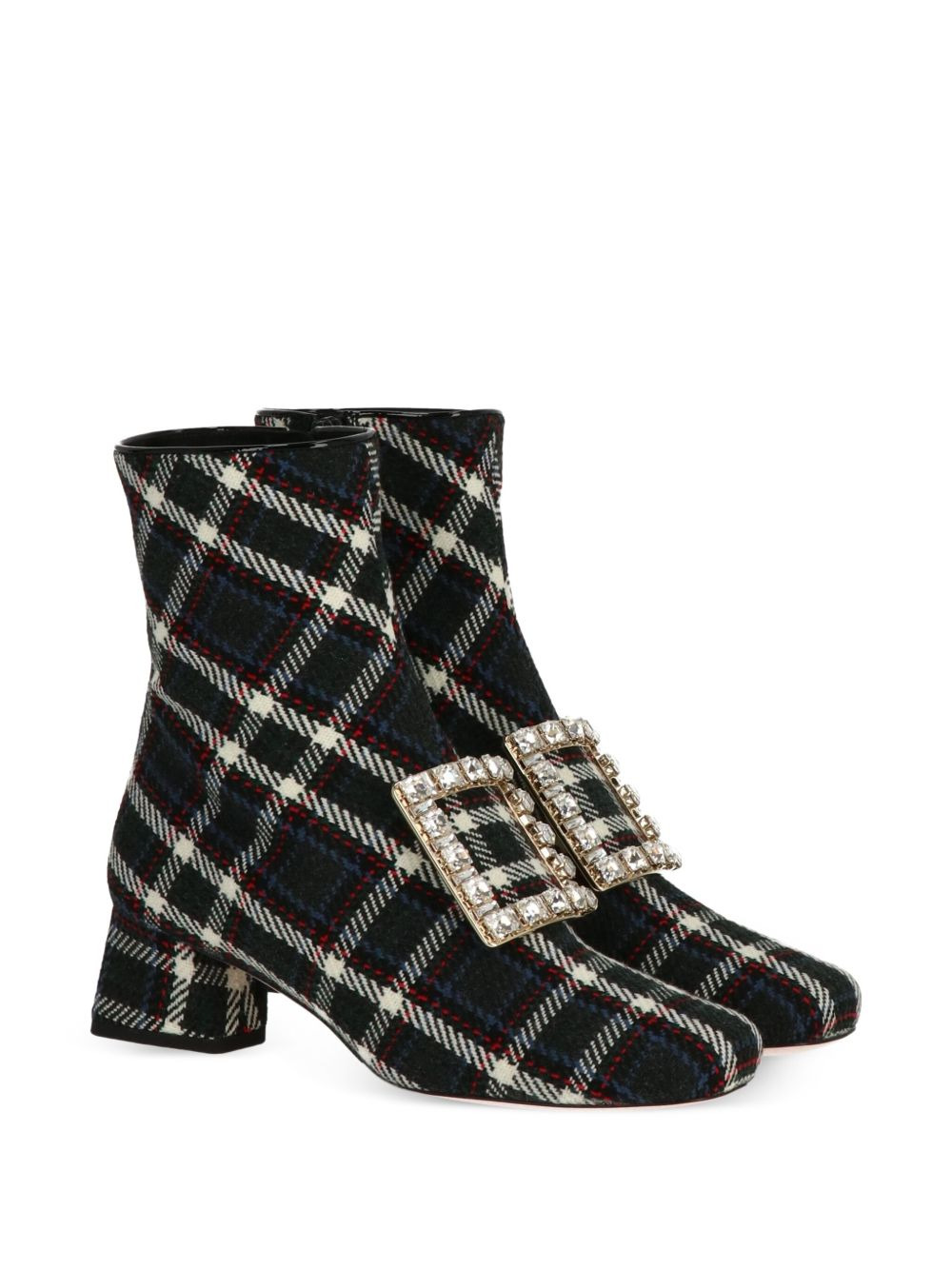 Vivier buckle-embellished plaid boots - 2
