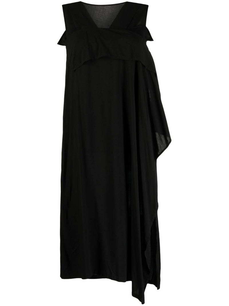 asymmetric draped midi dress 1