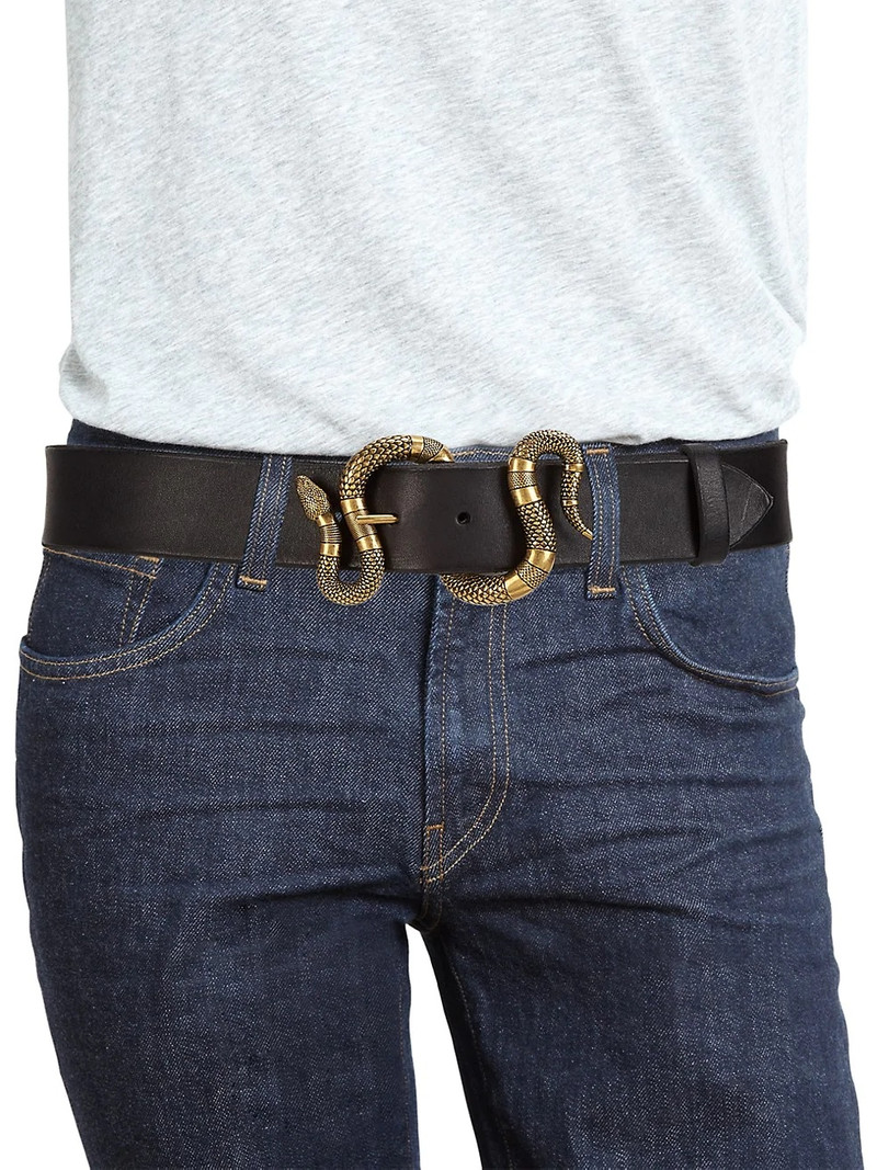 Leather belt with snake buckle 3