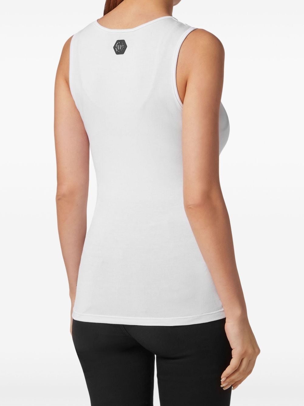 crystal-embellished cotton tank top - 4
