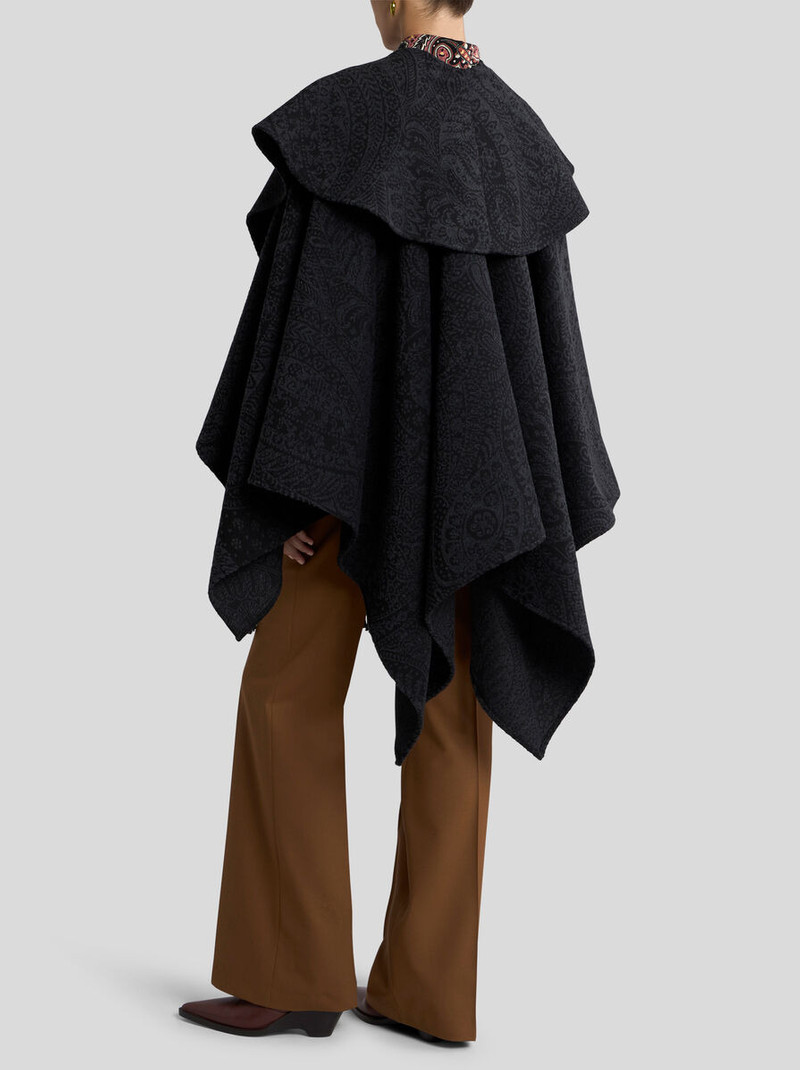 WOOL-BLEND JACQUARD CAPE WITH PAISLEY FOLIAGE MOTIF 4