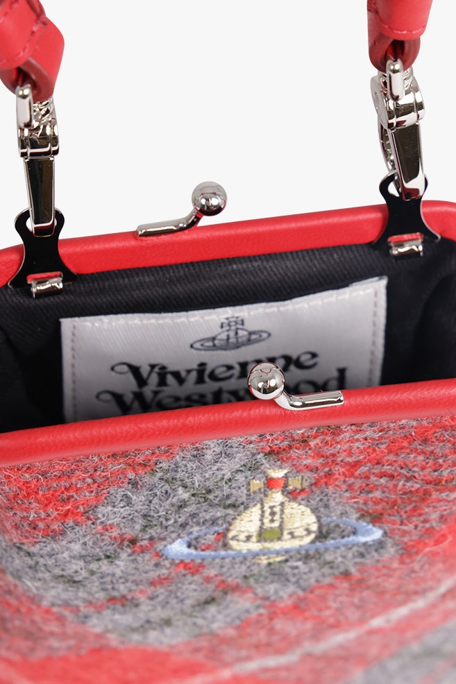 TESSA CHAIN TARTAN VELVET BAG | RED/BLUE - 3