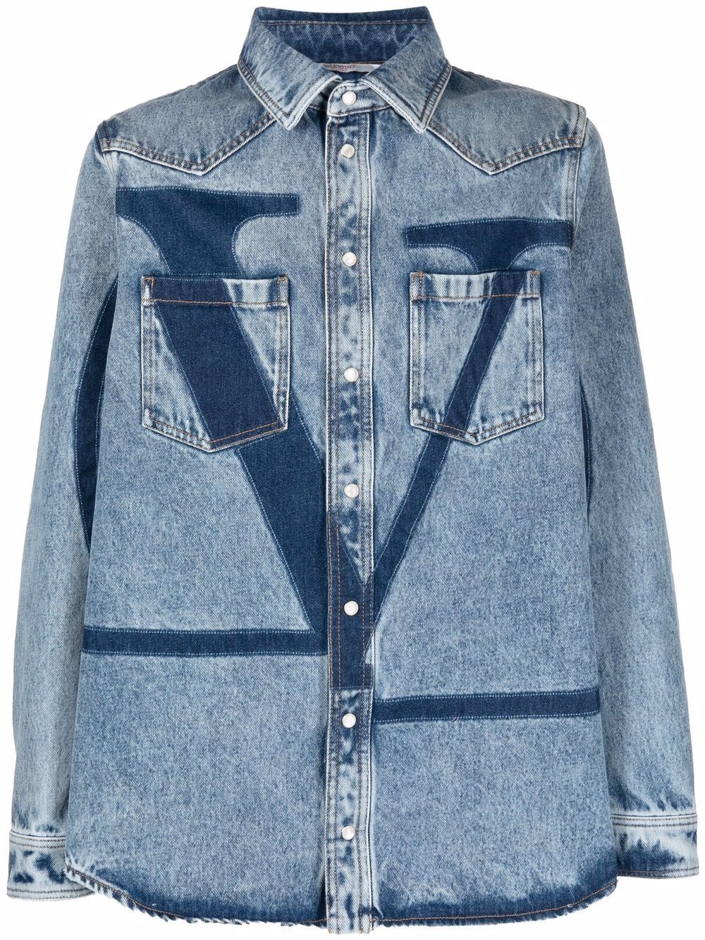 VLogo Signature print denim shirt - 1