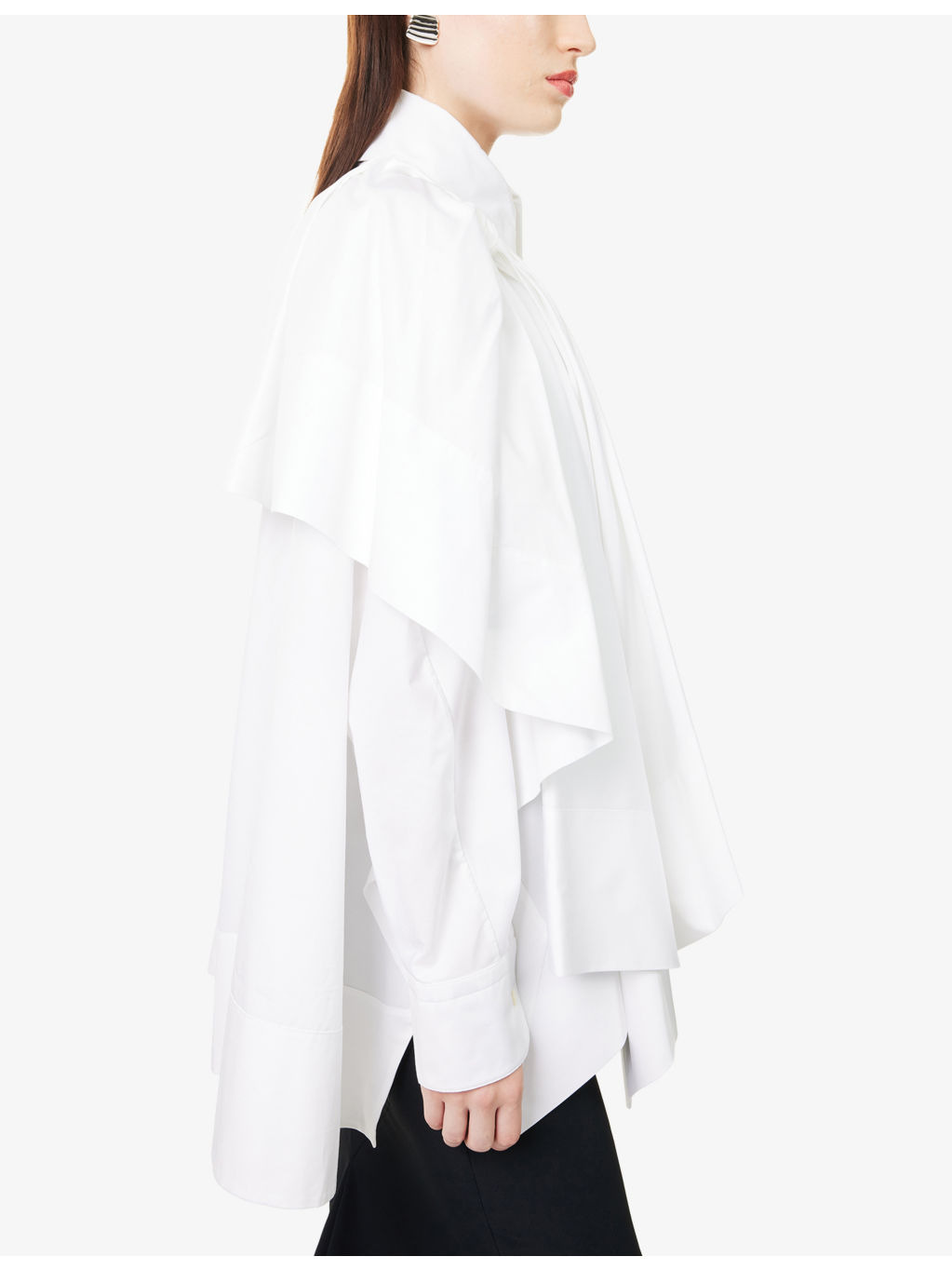 Bow Asymmetric Cotton-Poplin Shirt - 6