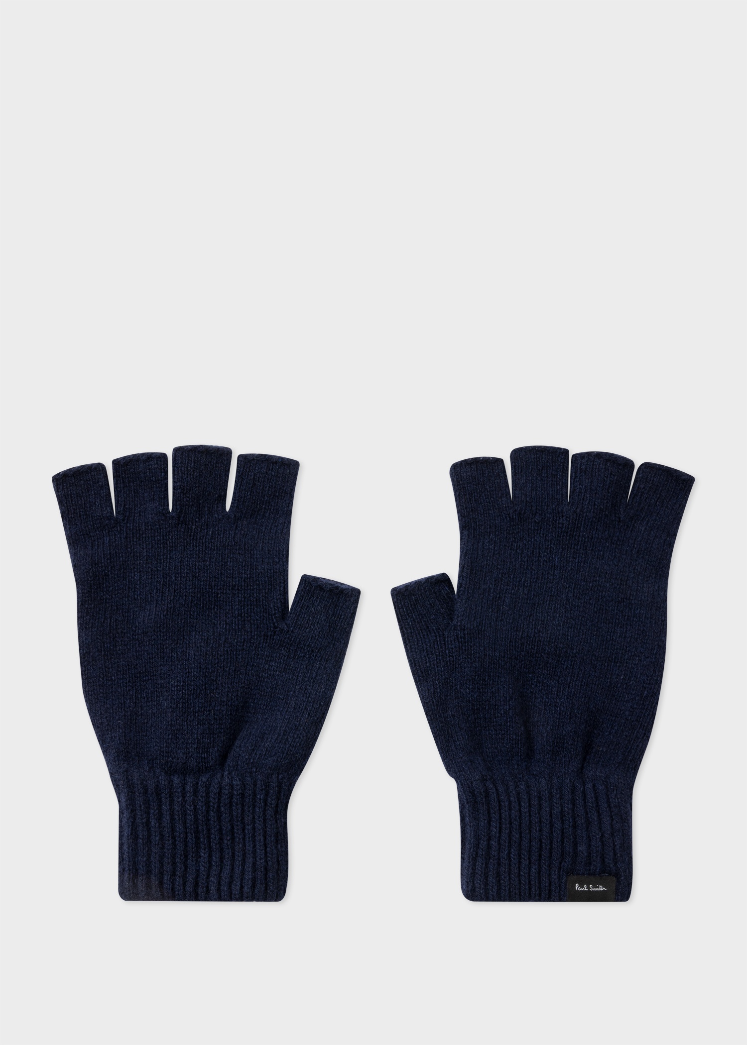 Dark Navy Cashmere-Blend Fingerless Gloves - 1