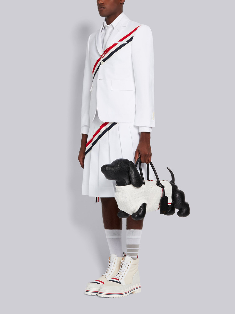 Black Pebbled Calfskin Cotton Aran Cable Sweater Hector Bag 6