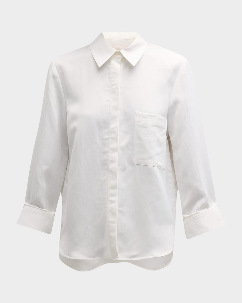Cotton Button-Front Boyfriend Shirt 1